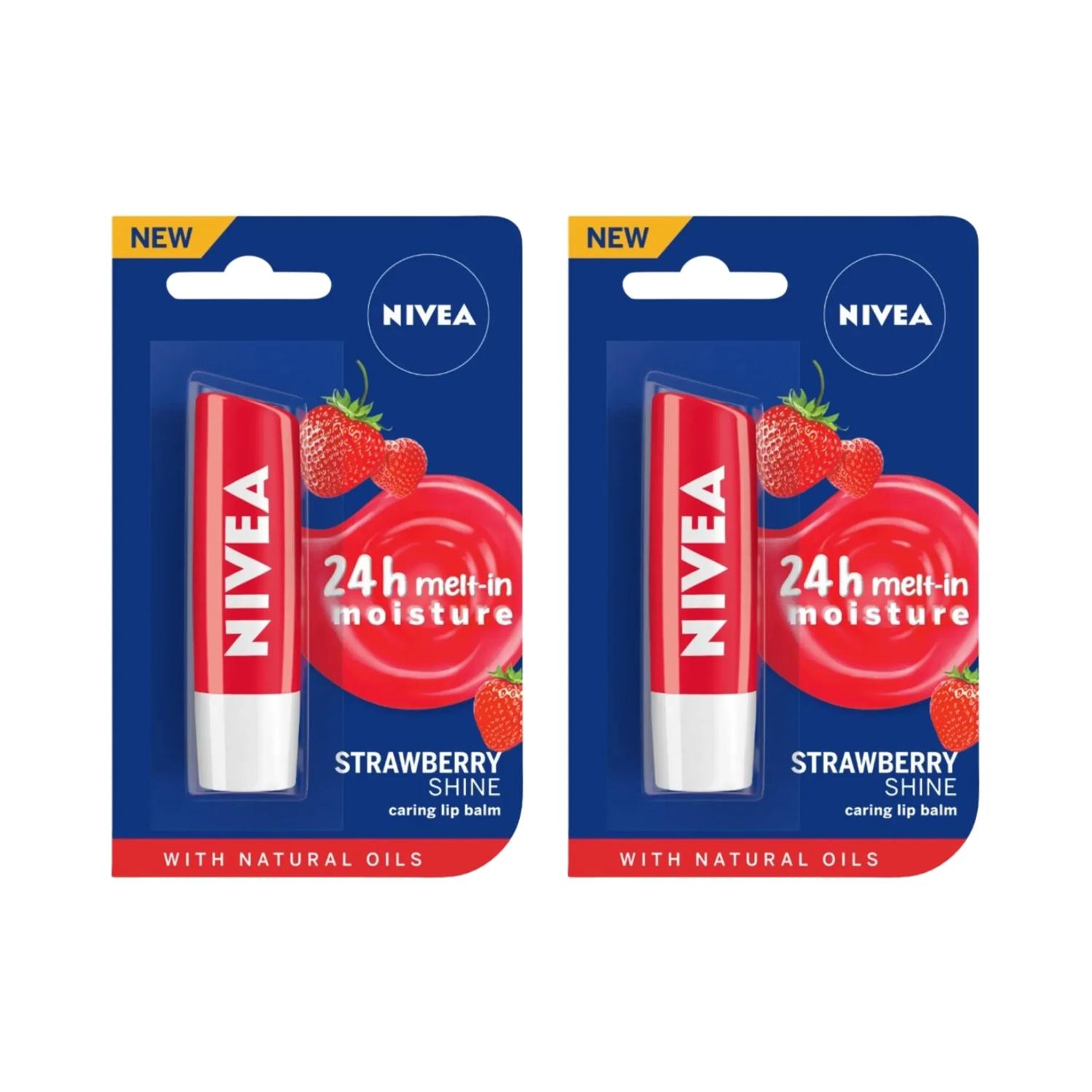 Nivea | Nivea Strawberry Shine Lip Care (4.8 g) (Pack Of 2) Combo