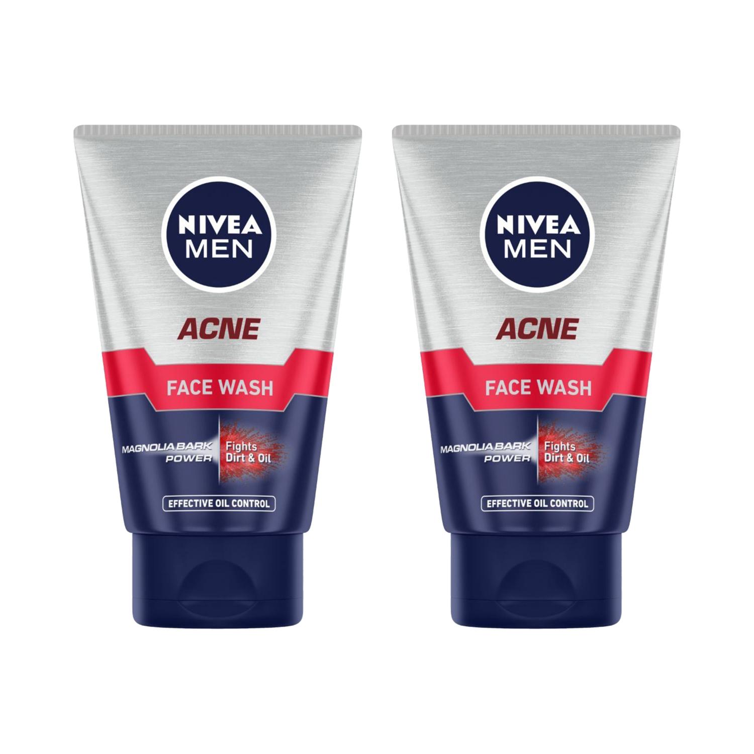 Nivea Men Cleansing Acne Facewash Large (100 g) (Pack Of 2) Combo