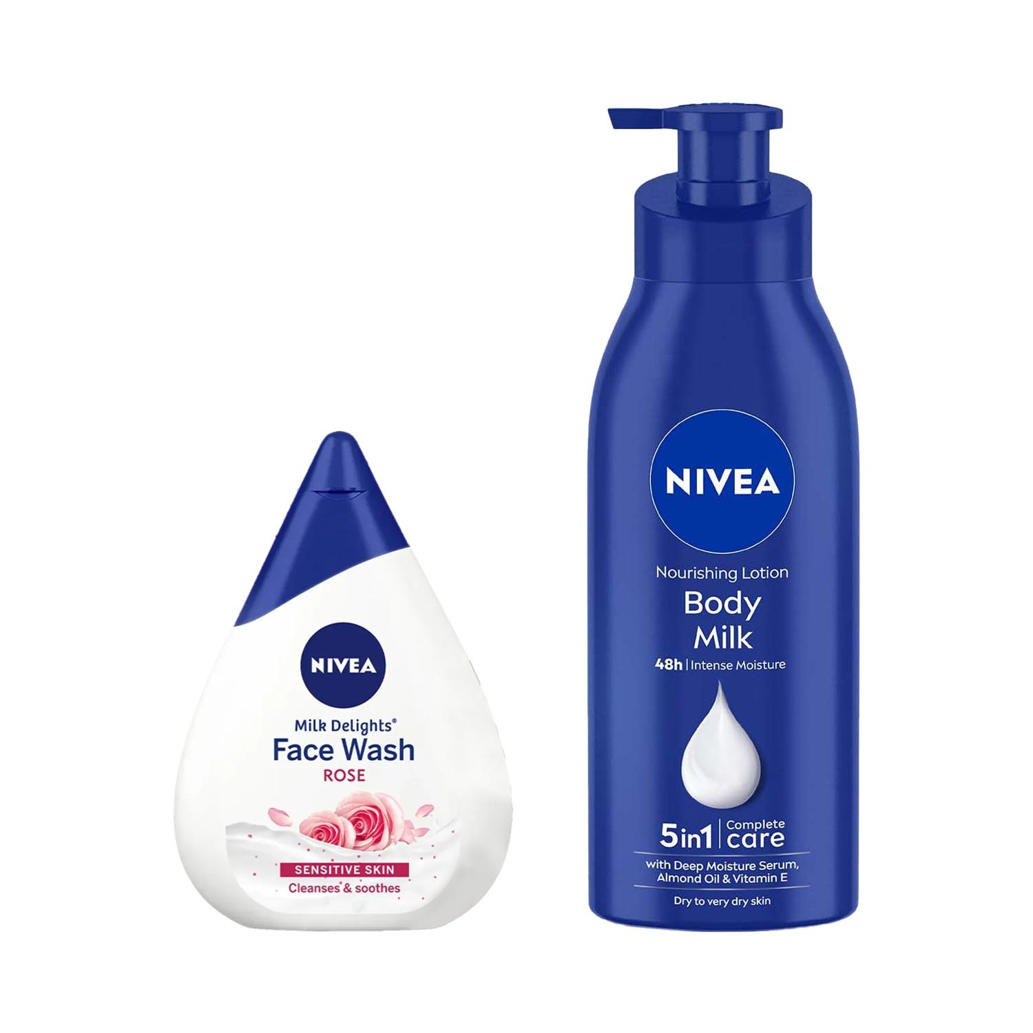 Nivea | Nivea Milk Delight Facewash (100 ml) & Body Milk Very Dry Skin (400 ml) Combo