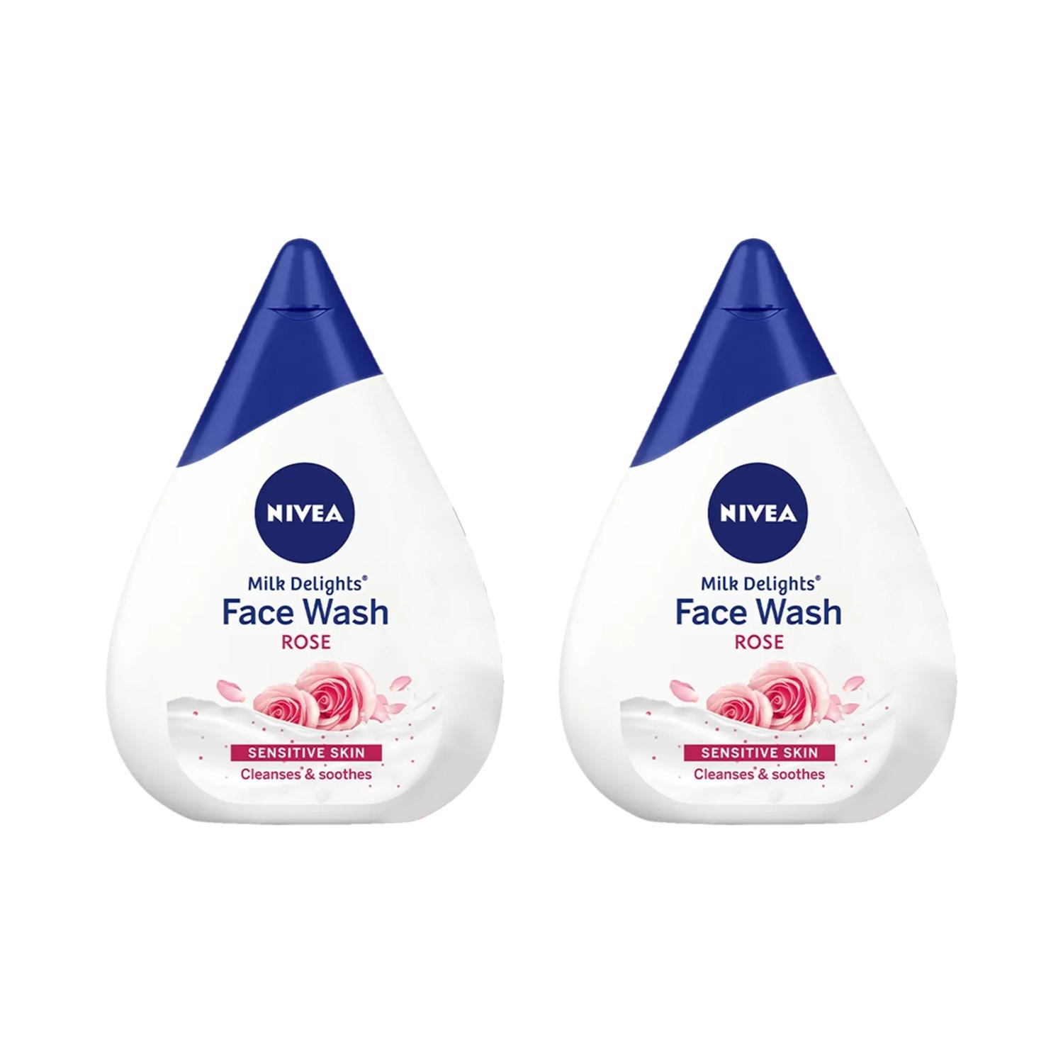 Nivea | Nivea Milk Delight Facewash Rose Sensitive Skin (100 ml) (Pack Of 2) Combo