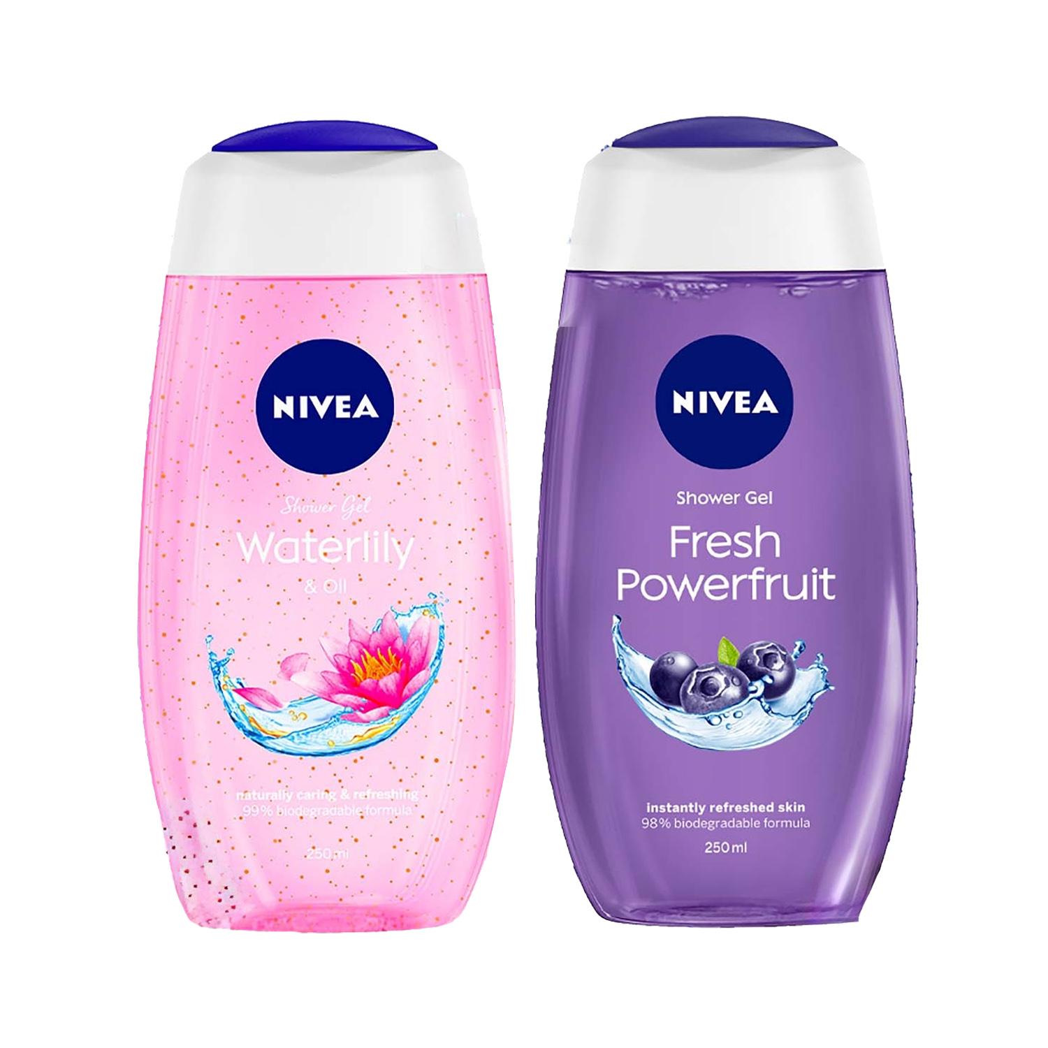 Nivea | Nivea Best Selling Shower Gel Fruit Fresh and Water Lily & Oil Combo