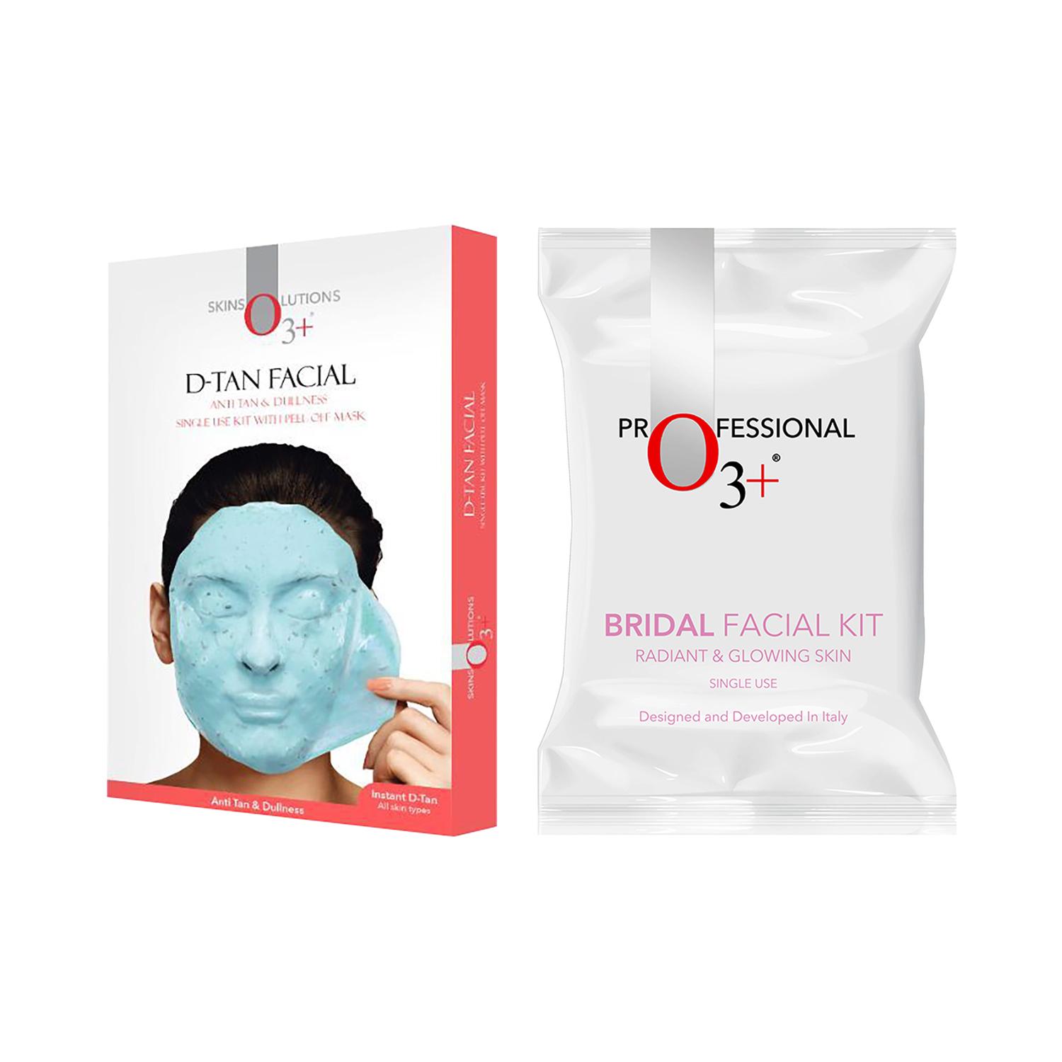 O3+ | O3+ Bridal Facial Kit - Radiant & Glowing Skin & D-Tan Facial & Dullness Face Mask (45g) Combo