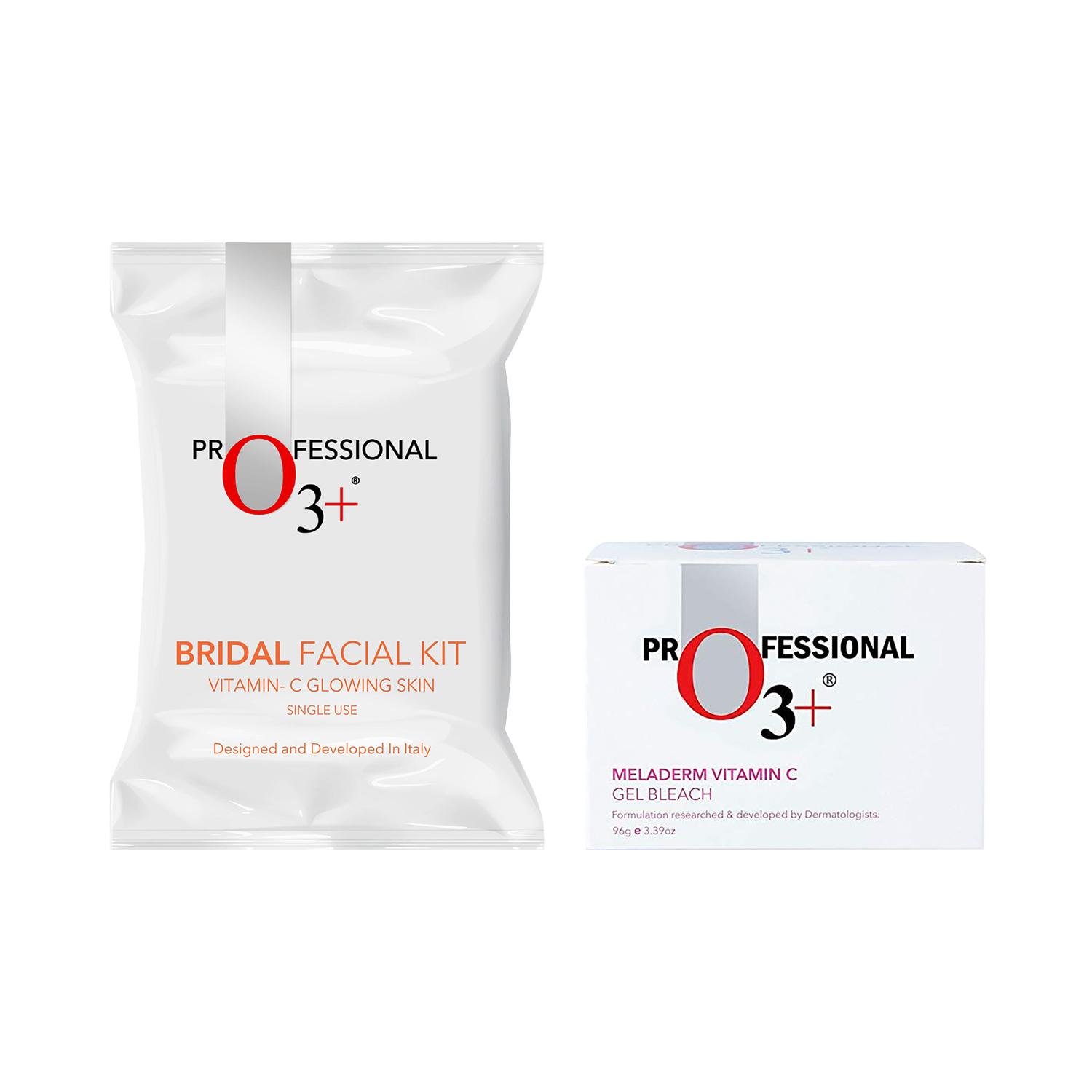 O3+ | O3+ Bridal Facial Kit - Vitamin C Glowing Skin & Meladerm Vitamin C Gel Bleach (96g) Combo