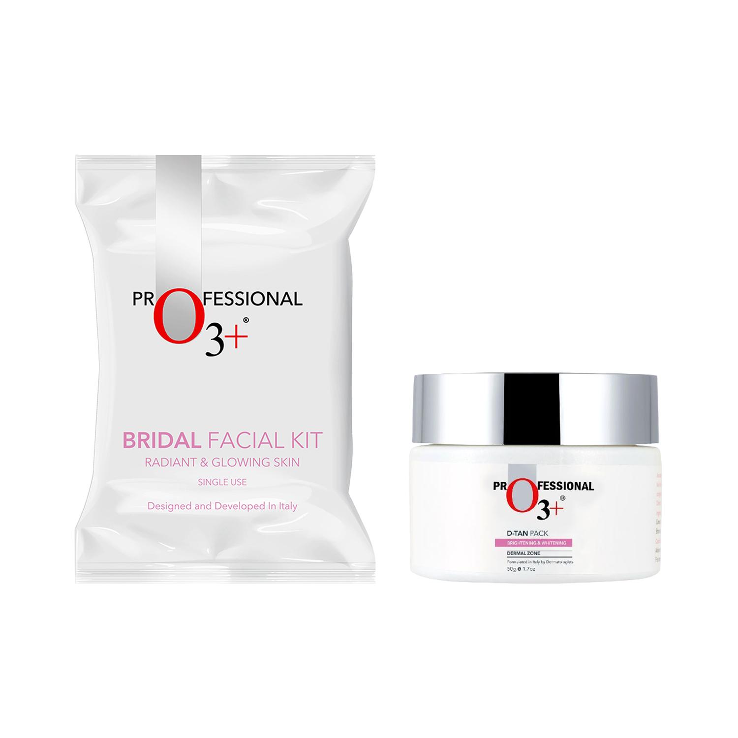 O3+ | O3+ Brightening & Glow Dermal Zone D-Tan Pack (50g) & Bridal Facial Kit Glowing Skin Care Combo