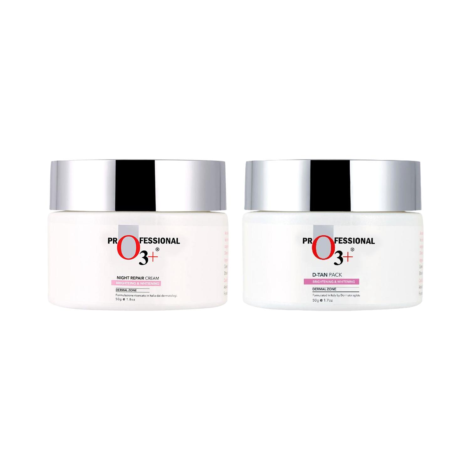 O3+ | O3+ Brightening & Glow Boosting Dermal Zone D-Tan Pack (50g) & Dermal Zone Night Cream (50g) Combo