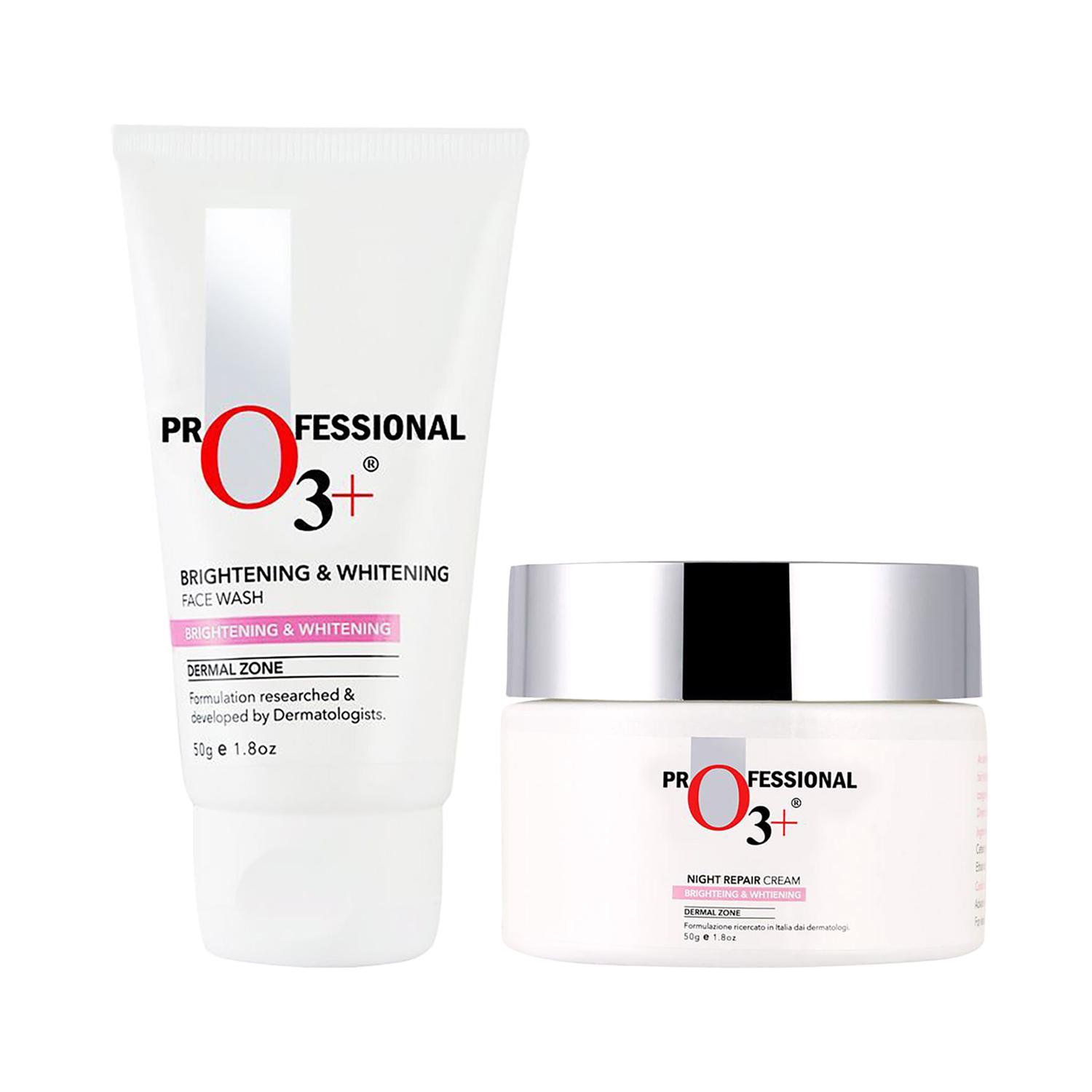 O3+ Dermal Zone Night Repair Cream - Brightening & Whitening (50g) & Face Wash (50g) Combo