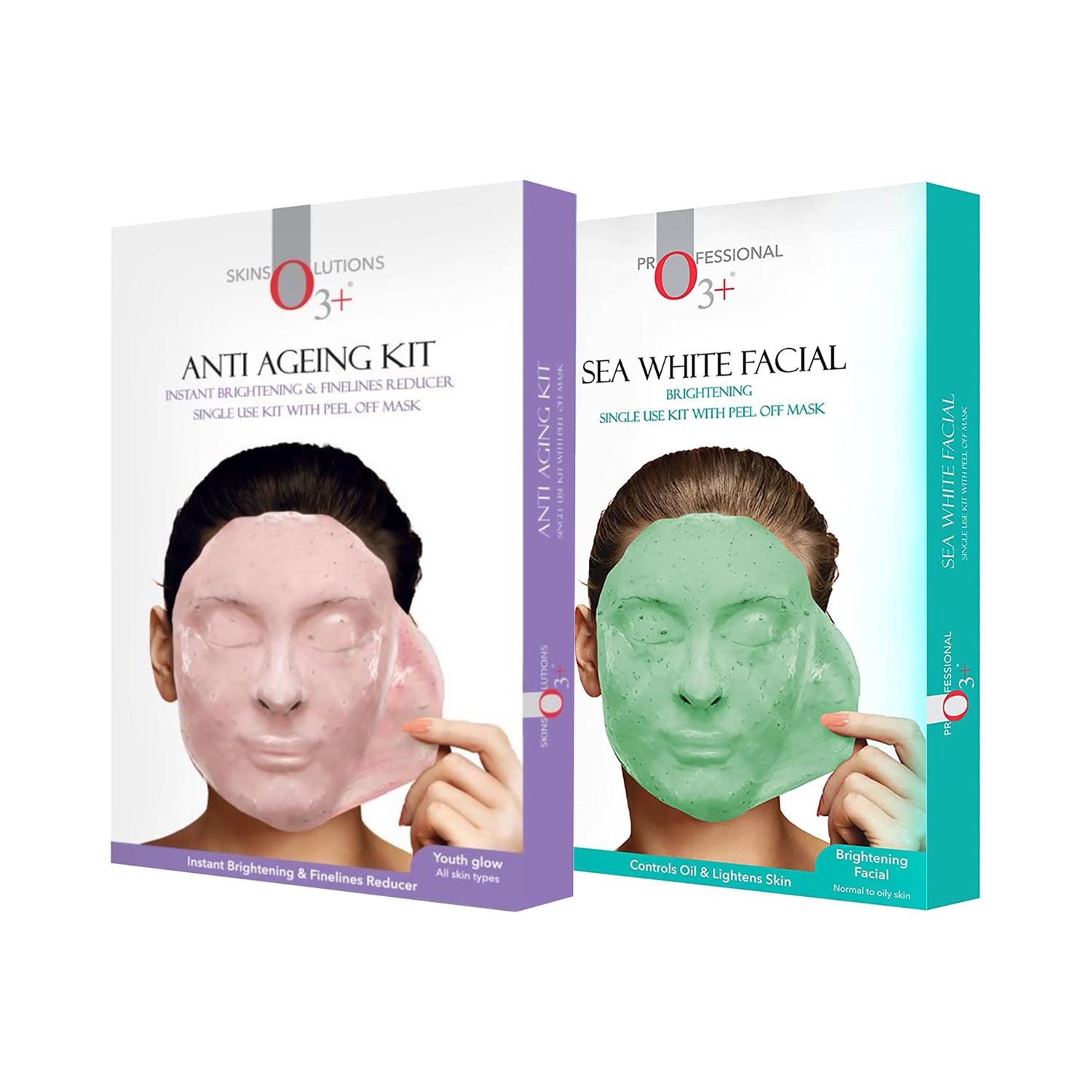 O3+ Anti Ageing Single Dose Kit (40g) & Sea White Facial Kit Combo