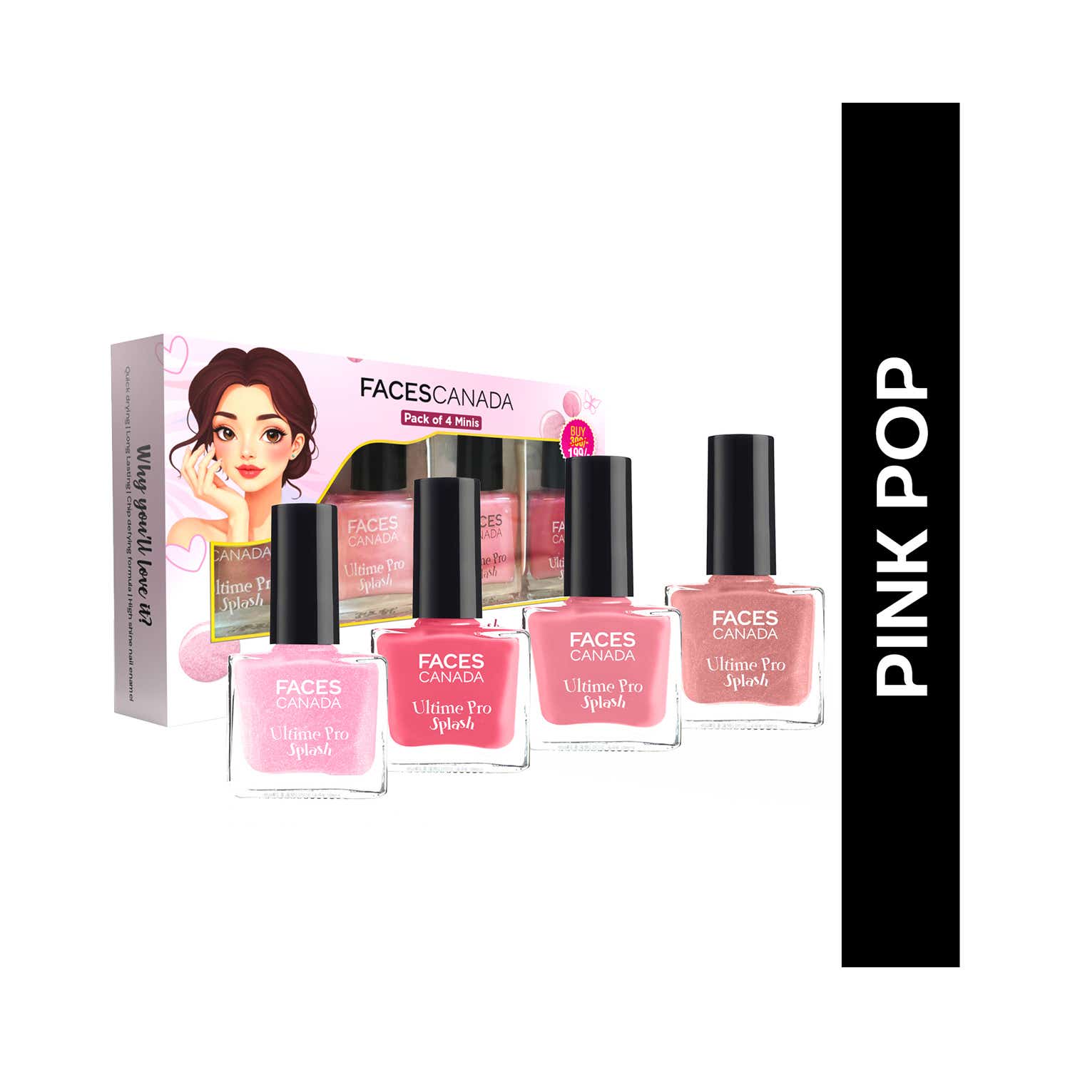 Faces Canada | Faces Canada Ultime Pro Splash Mini Nail Enamel Set - Pink Pop (4 pcs)