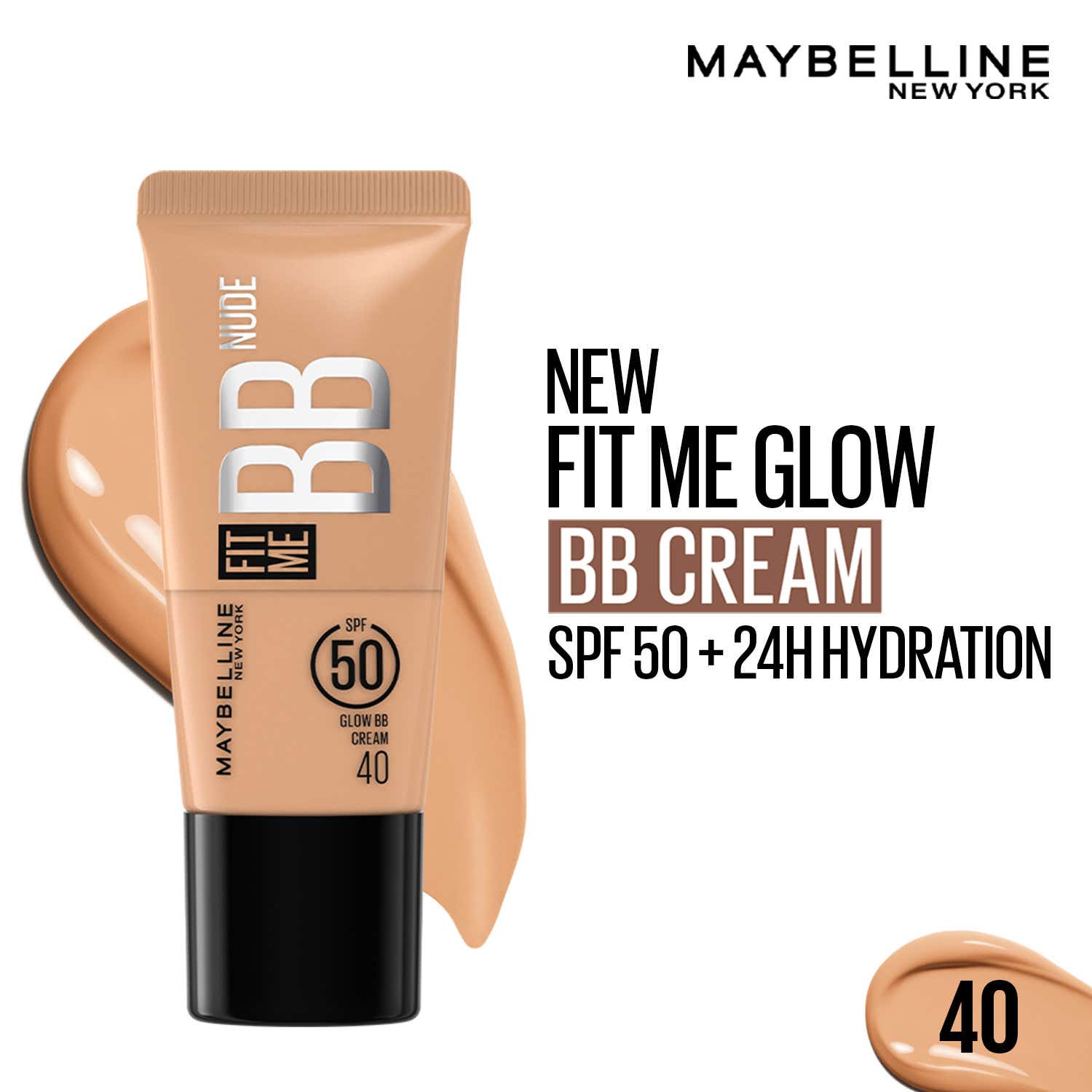 Maybelline New York | Maybelline New York Fit Me BB Nude Glow BB Cream SPF 50+ 24H Hydration - 40 (25 ml)