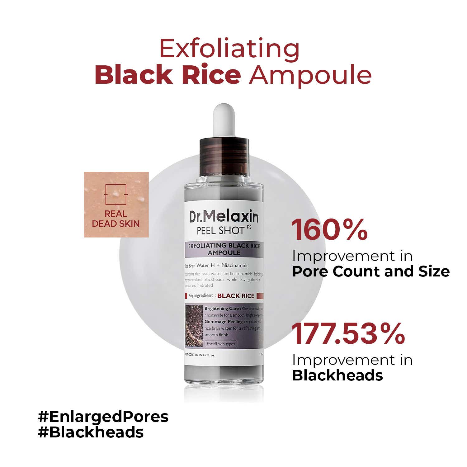 Dr.Melaxin | Dr.Melaxin Peel Shot Exfoliating Black Rice Ampoule Reduces Blackheads & Clogged Pores (80 ml)
