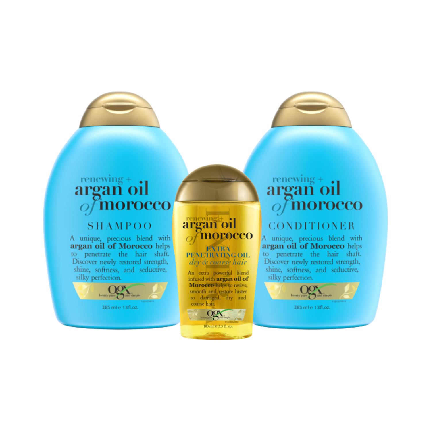 OGX | OGX Combo of Renewing Argan Oil Of Morocco Shampoo Conditioner & Extra Penetrating Hair Oil (485ml)