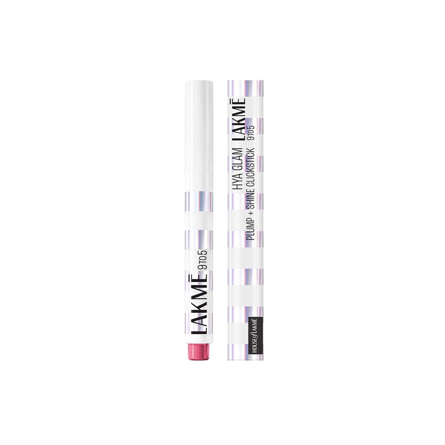 Lakme | Lakme 9To5 Hya Glam Plump+Shine Clickstick, Hyaluronic Acid & Ceramides - Main Character Pink (2.1 g)