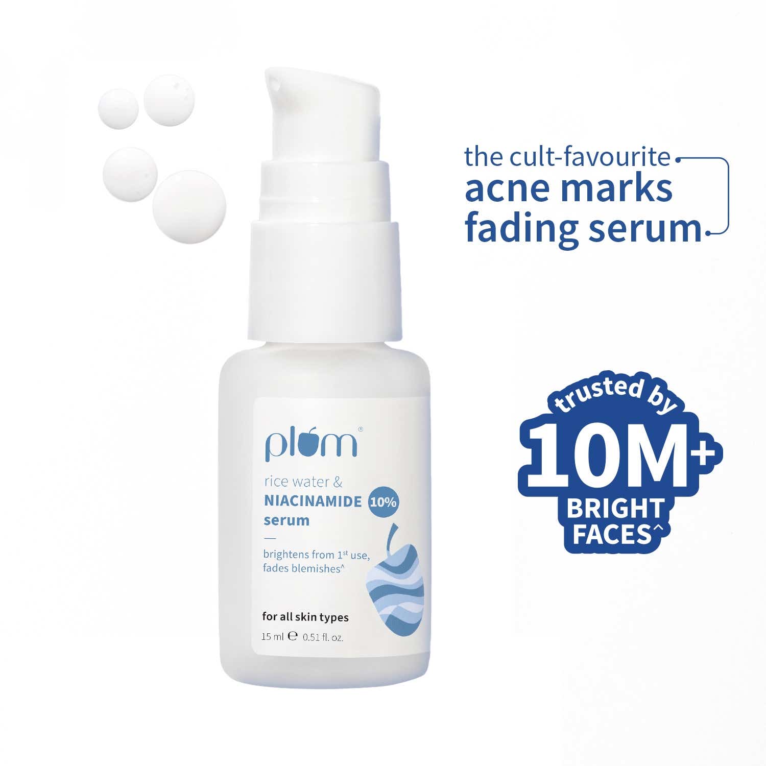 Plum | Plum 10% Niacinamide Brightening Face Serum, Rice Water & Ferment-Fades Blemishes & Acne Mark (15ml)