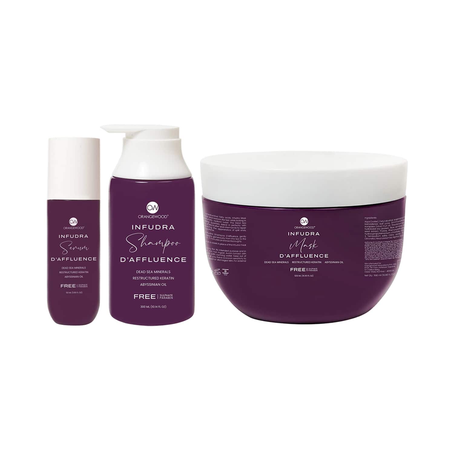 Orangewood | Orangewood Infudra Shampoo (300 ml), Serum (50 ml) and Mask (500 ml) Daffluence Combo