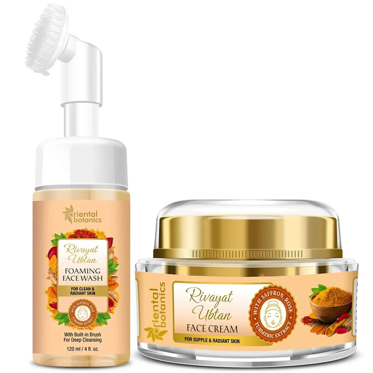 Oriental Botanics | Oriental Botanics Rivayat Ubtan Face Wash with Brush + Face Cream (2Pcs)