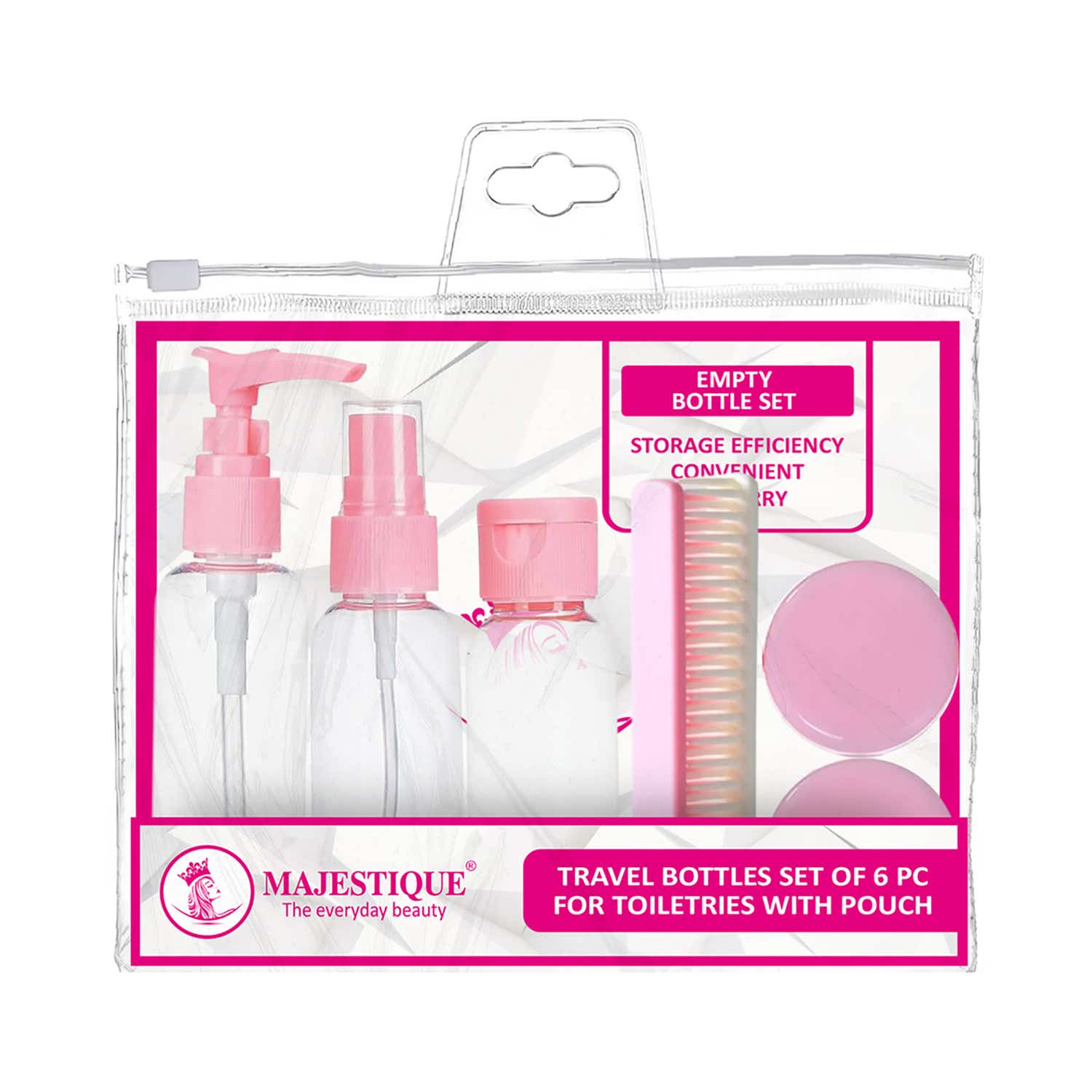 Majestique | Majestique Travel Bottle Kit for Toiletries with Pouch (6 pcs)