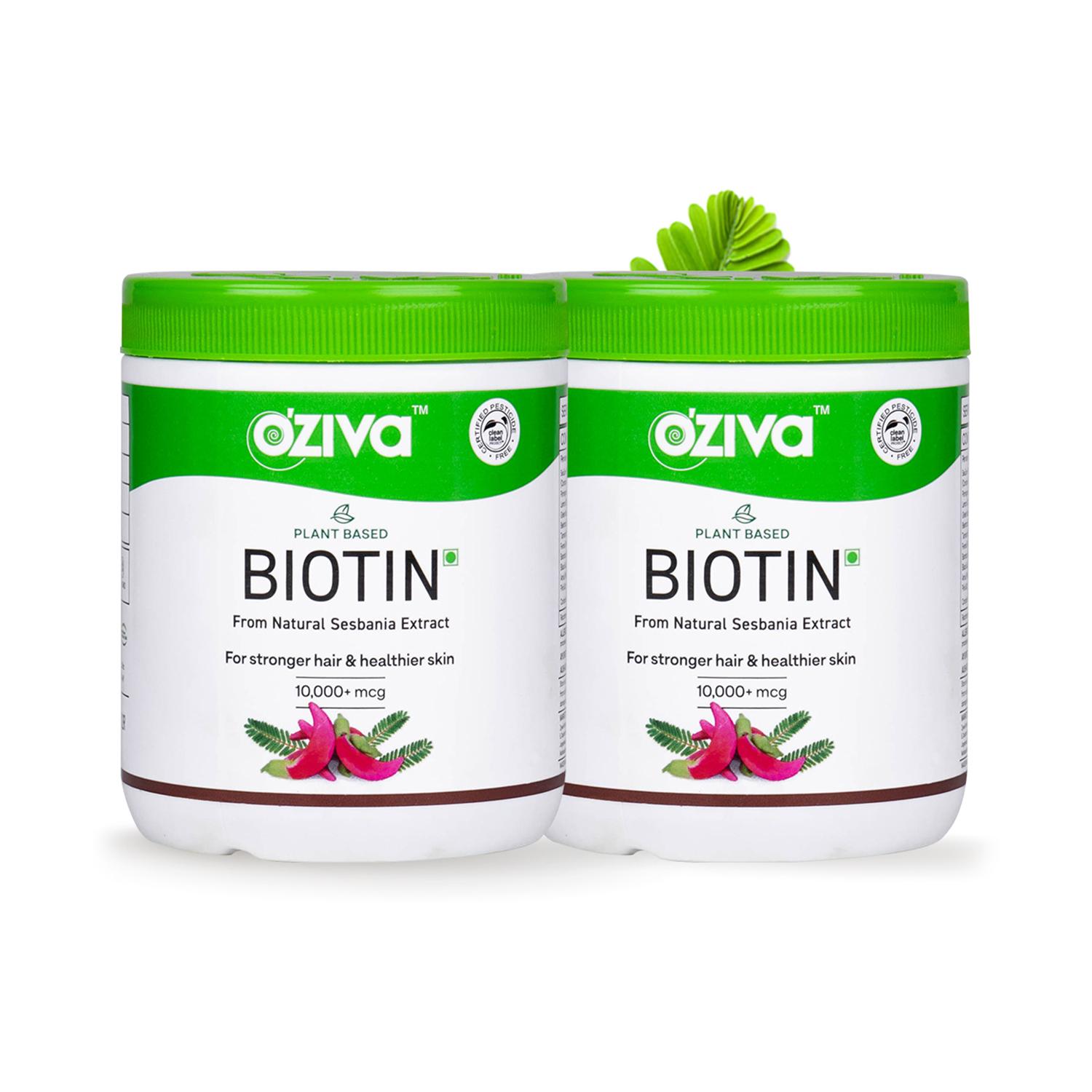 Oziva | Oziva Plant Based Biotin for Hair Growth & Healthier Skin & Nails, Certified Clean & Vegan Combo