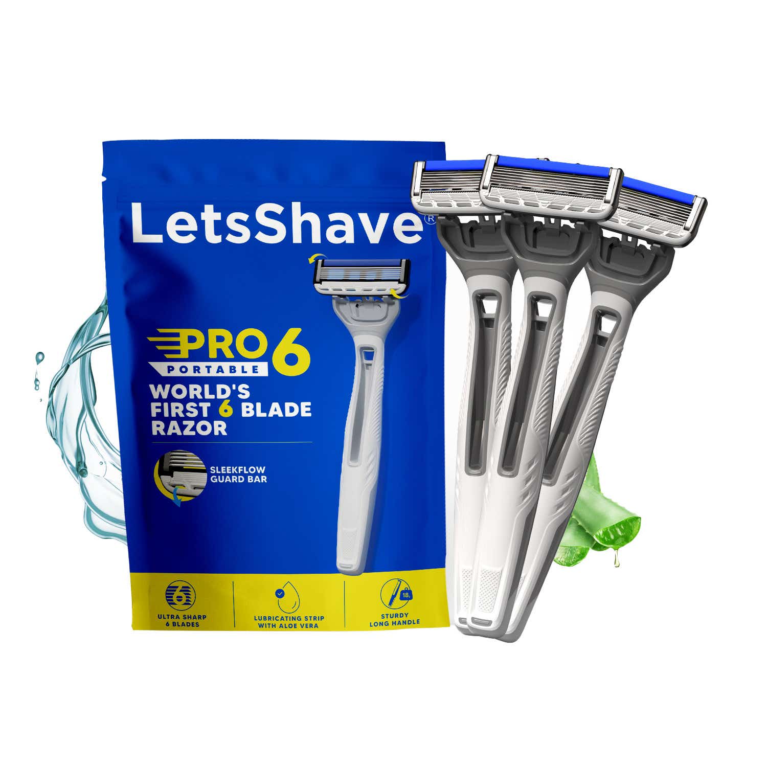 LetsShave | LetsShave Pro 6 Portable Razor and Transparent Shave Gel (4 pcs)