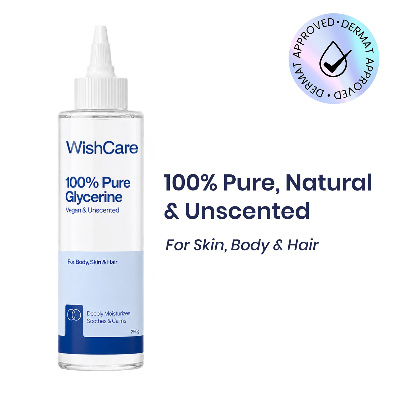 WishCare | WishCare Pure & Unscented Glycerine for Healthy Skin & Hair-Hydrates and Nourishes Skin Hair (250 g)