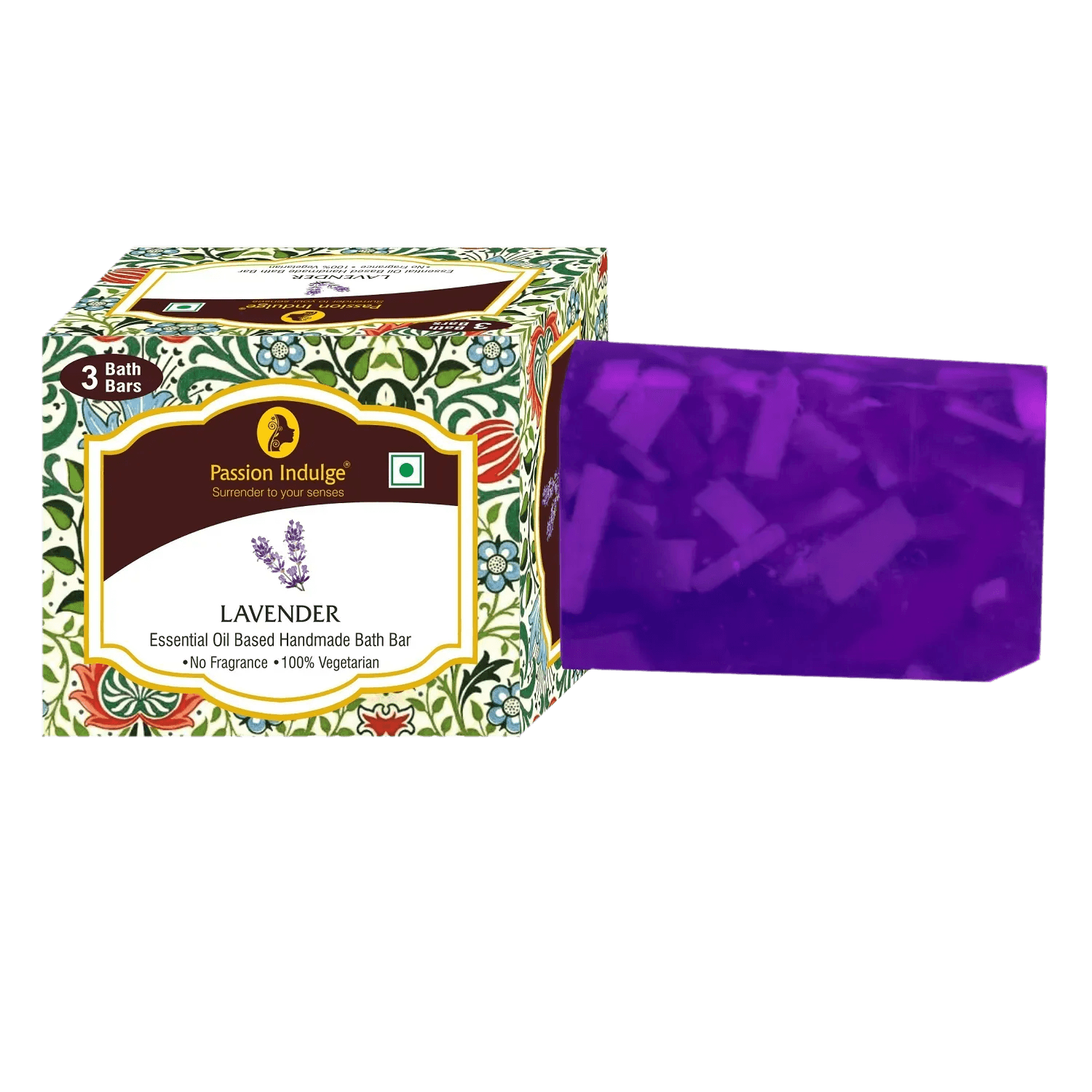 Passion Indulge | Passion Indulge Lavender Handmade Bath Bar Soap - Pack Of 3 (100 gm Each)
