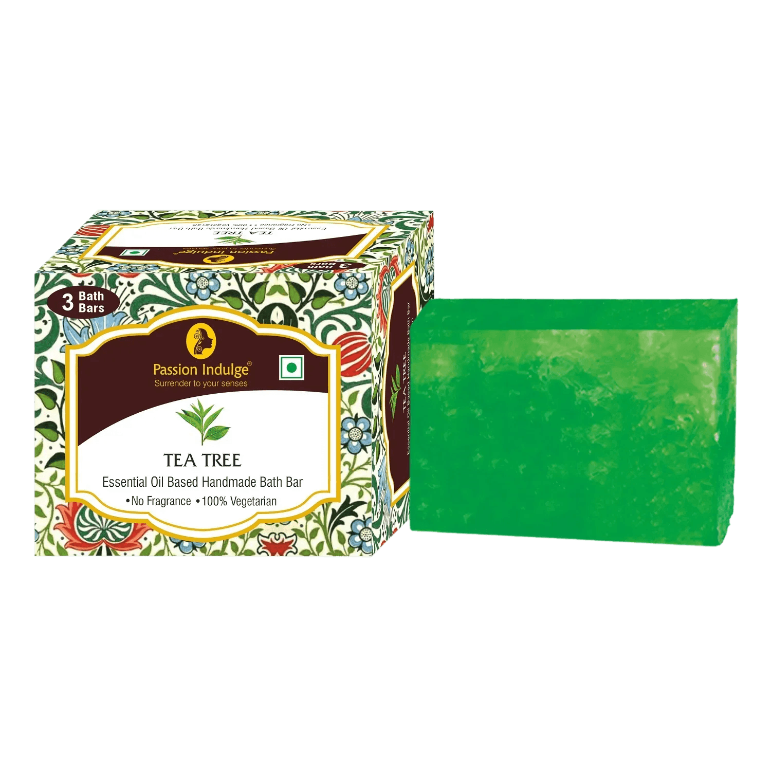 Passion Indulge | Passion Indulge Tea Tree Handmade Bath Bar Soap - Pack Of 3 (100Gm Each)