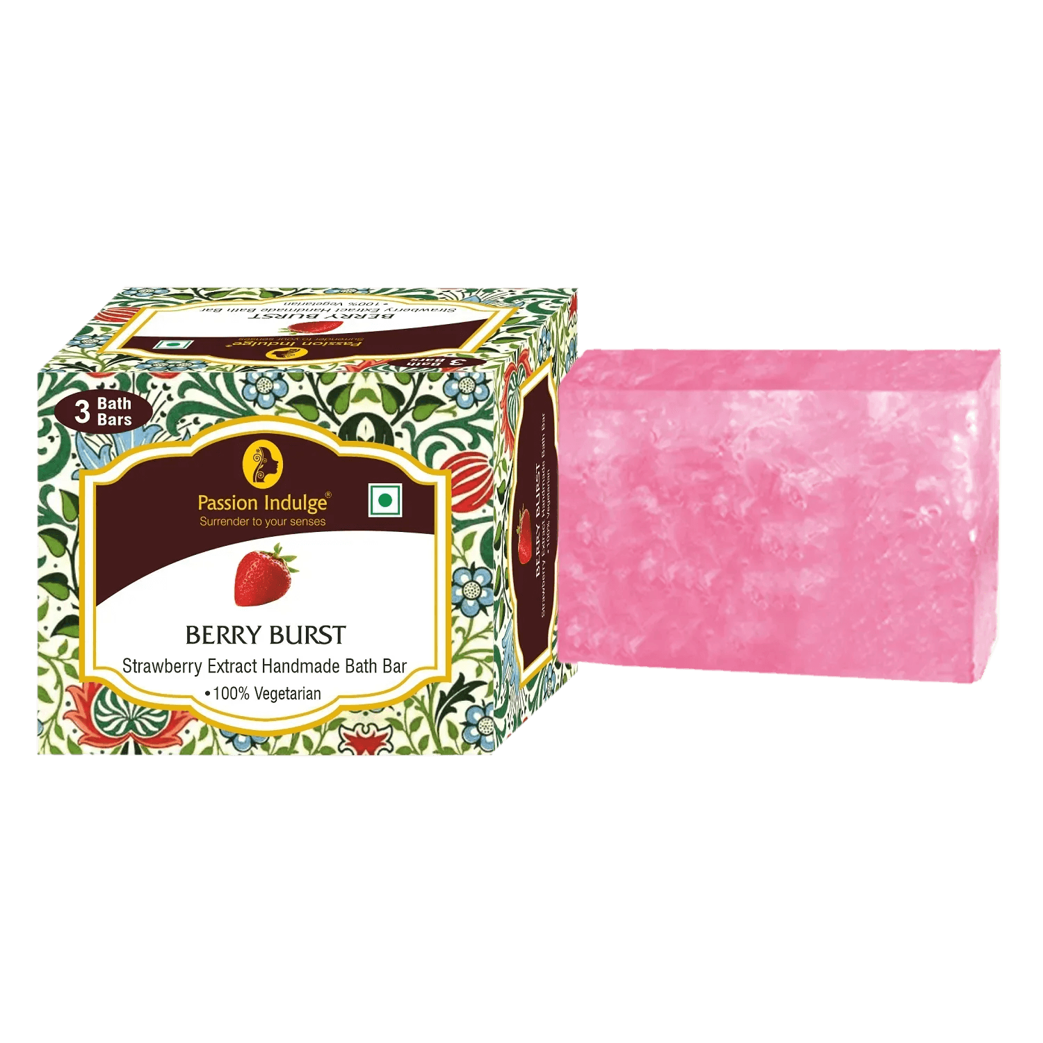 Passion Indulge | Passion Indulge Berry Burst Handmade Bath Bar Soap, Pack of 3 (100g Each)