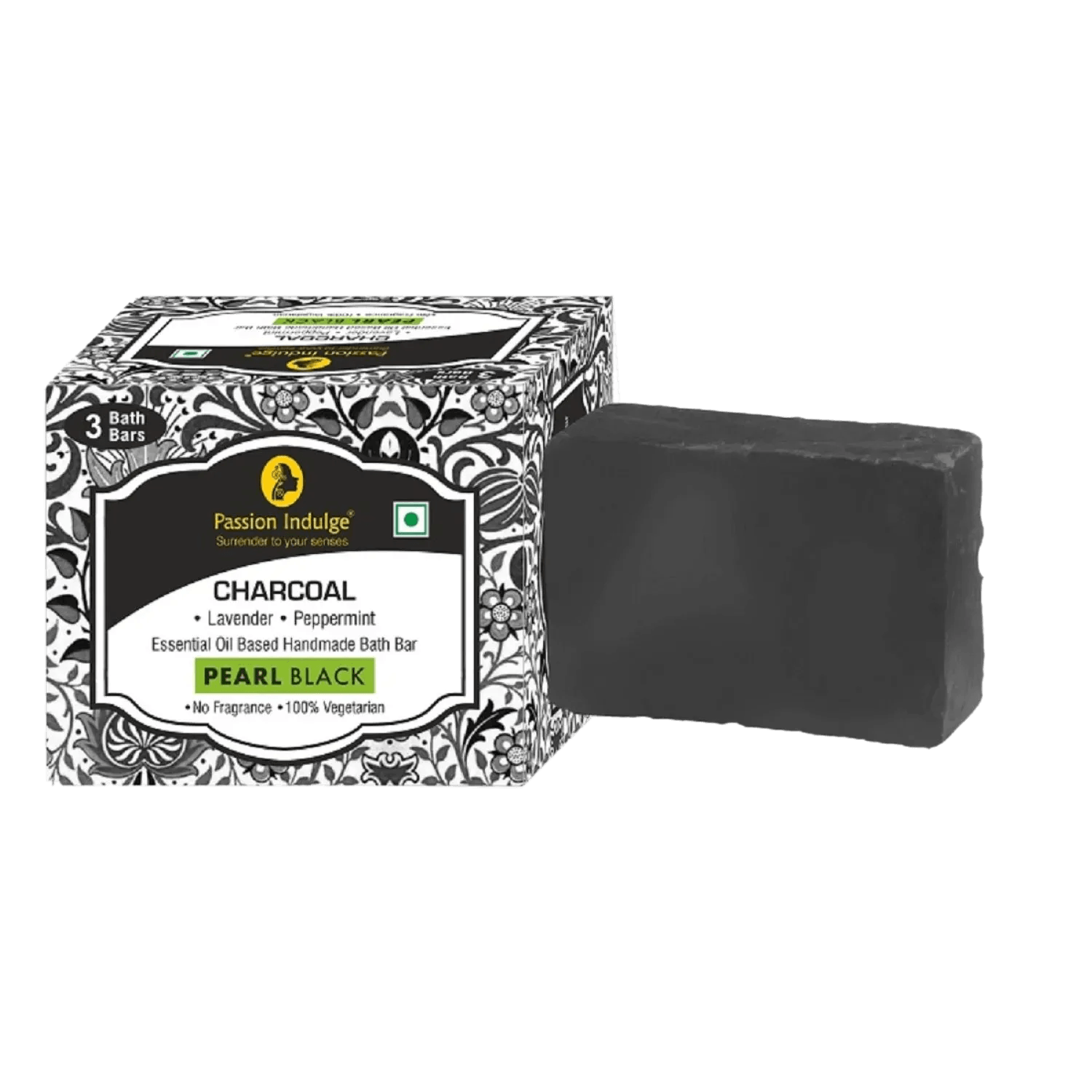 Passion Indulge | Passion Indulge Charcoal Clay Handmade Bath Bar Soap, Pack of 3 (100g Each)