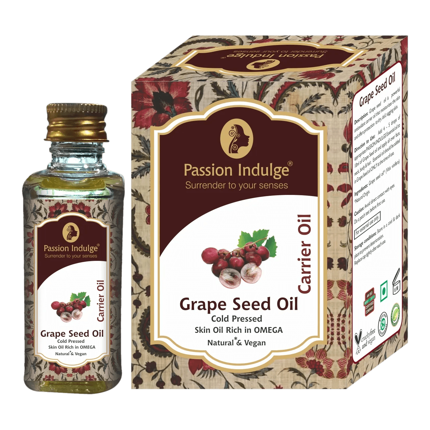 Passion Indulge Skincare Grape Seed Carrier Oil (60 ml)
