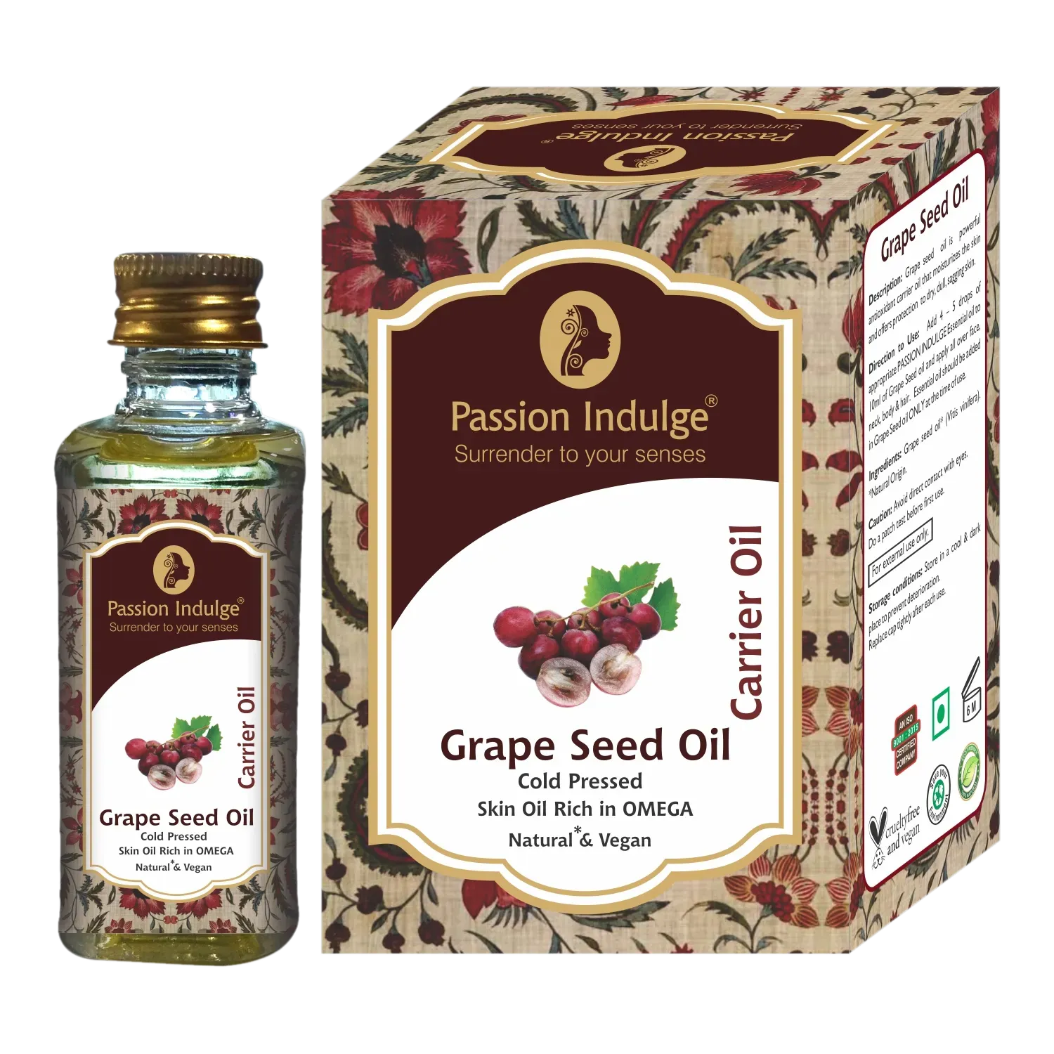 Passion Indulge Skincare Grape Seed Carrier Oil (60 ml)