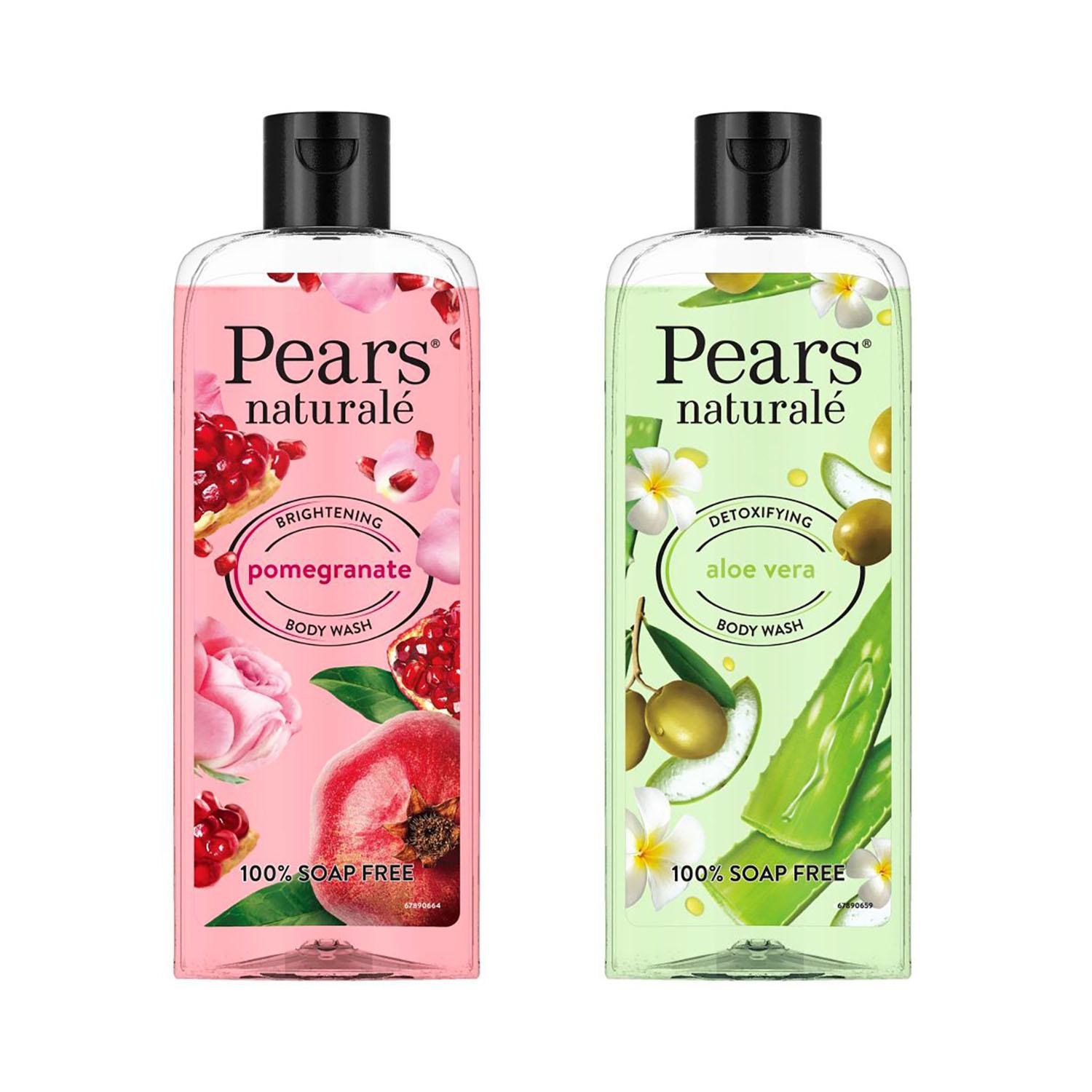 Pears | Pears Naturale Brightening Pomegranate (250ml) &  Detoxifying Aloevera (250ml) Bodywash Combo