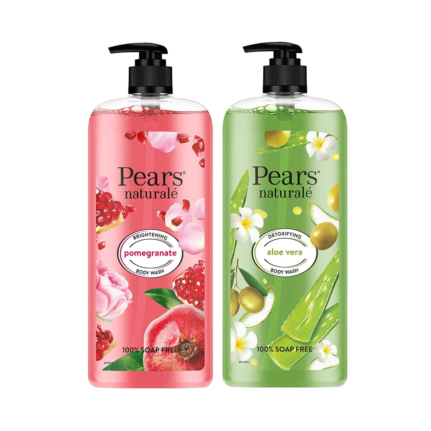 Pears | Pears Naturale Detoxifying Aloevera + Brightening Pomegranate Bodywash Combo (2 x 750 ml)