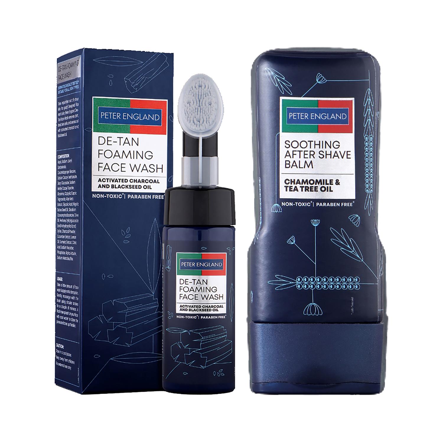 Peter England | Peter England De-Tan Face Wash (150 ml), Soothing After Shave Balm (100 ml) Combo
