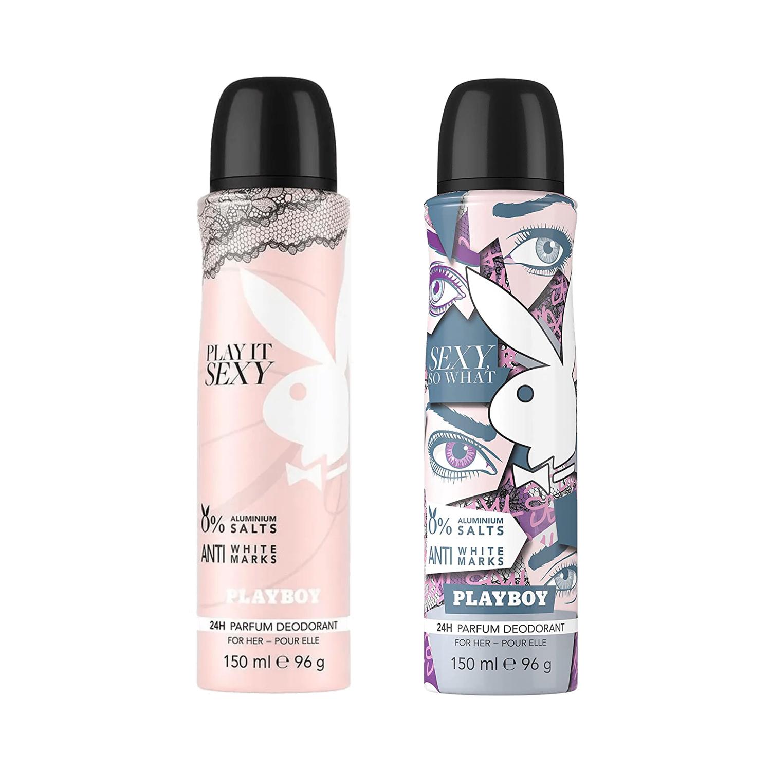 Playboy Play It Sexy + Sexy So What Deodorant For Her (Pack of 2) Combo