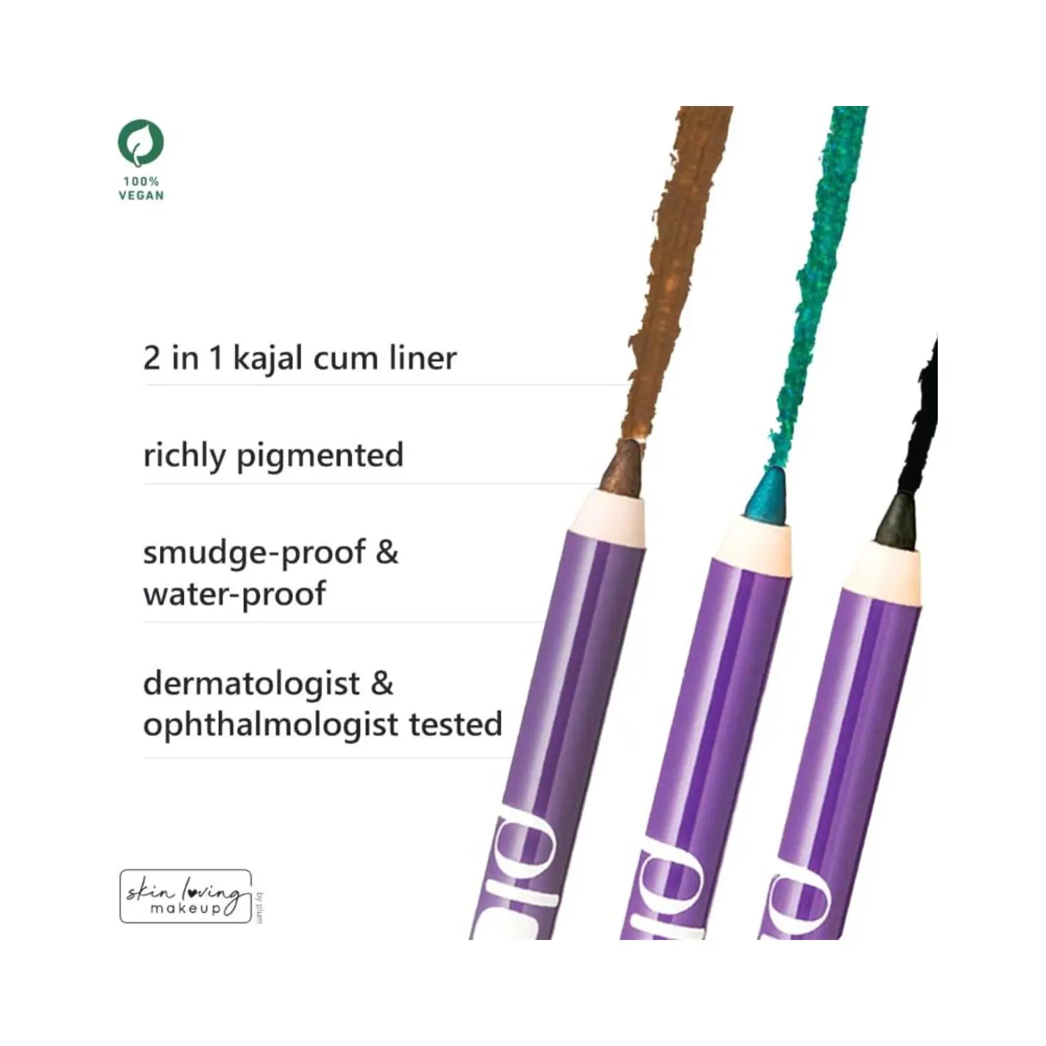 Plum | Plum Natur Studio All-Day-Wear Kohl Kajal With Free Sharpener - Brown (1.2g)