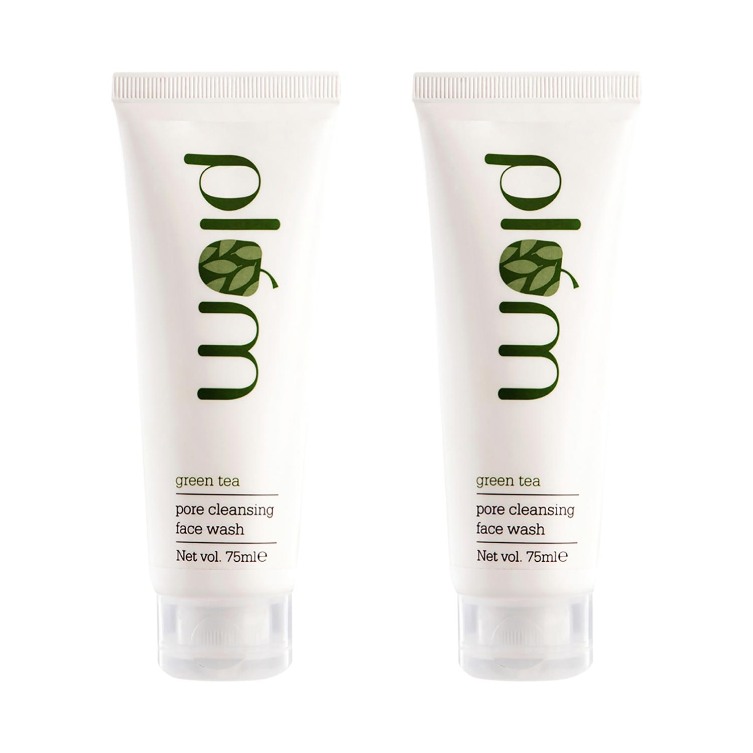 Plum | Plum Green Tea Pore Cleansing Face Wash, Oily Skin, Fights Acne (75ml) - Pack of 2 combo