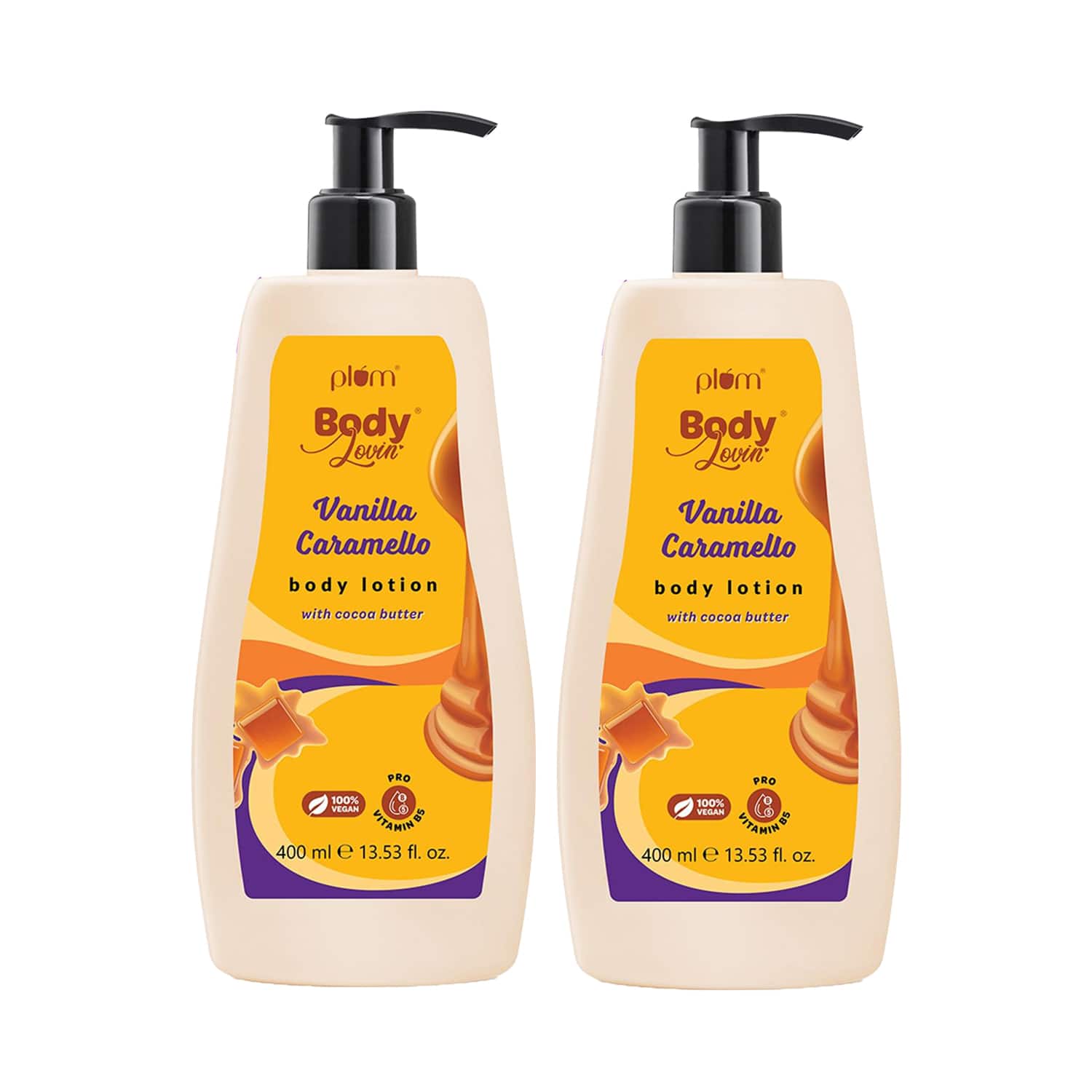 Plum | Plum BodyLovin' Vanilla Caramel Body Lotion Duo- Pack of 2 (400 ml x 2)