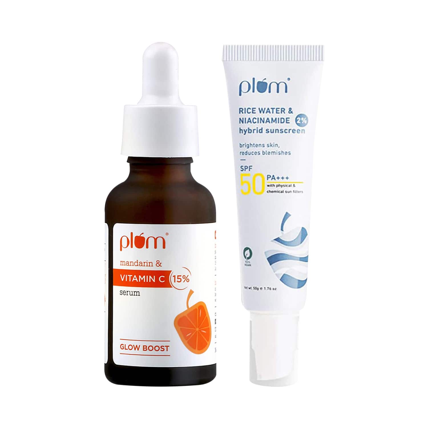 Plum | Plum Glow & Protect Duo - Boots Glow, Brightens Skin (Face Serum and Spf 50 sunscreen)