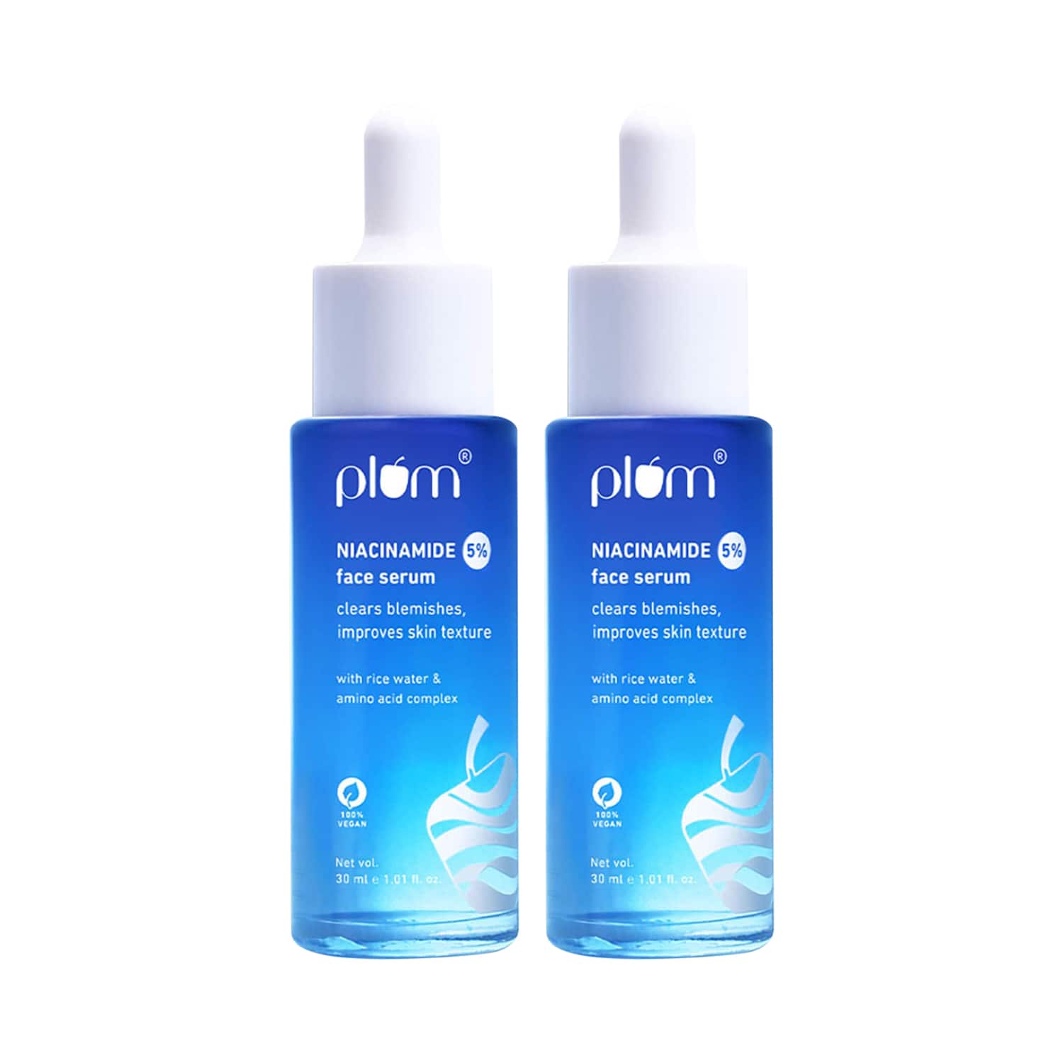 Plum | Plum 5% Niacinamide Face Serum With Amino Acid - Fades Blemishes For Bright Skin (Pack of 2) (30 ml)