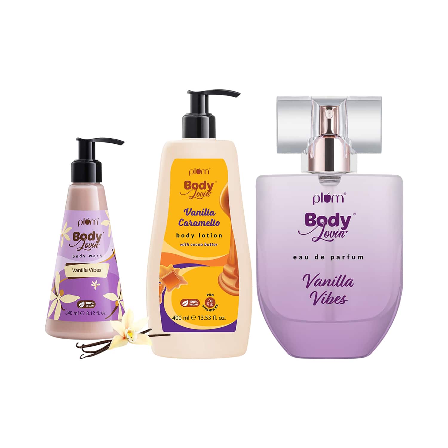 Plum | Plum BodyLovin' Best Of Vanilla Bodycare Trio Body Lotion, Perfume and Vibes Body Wash