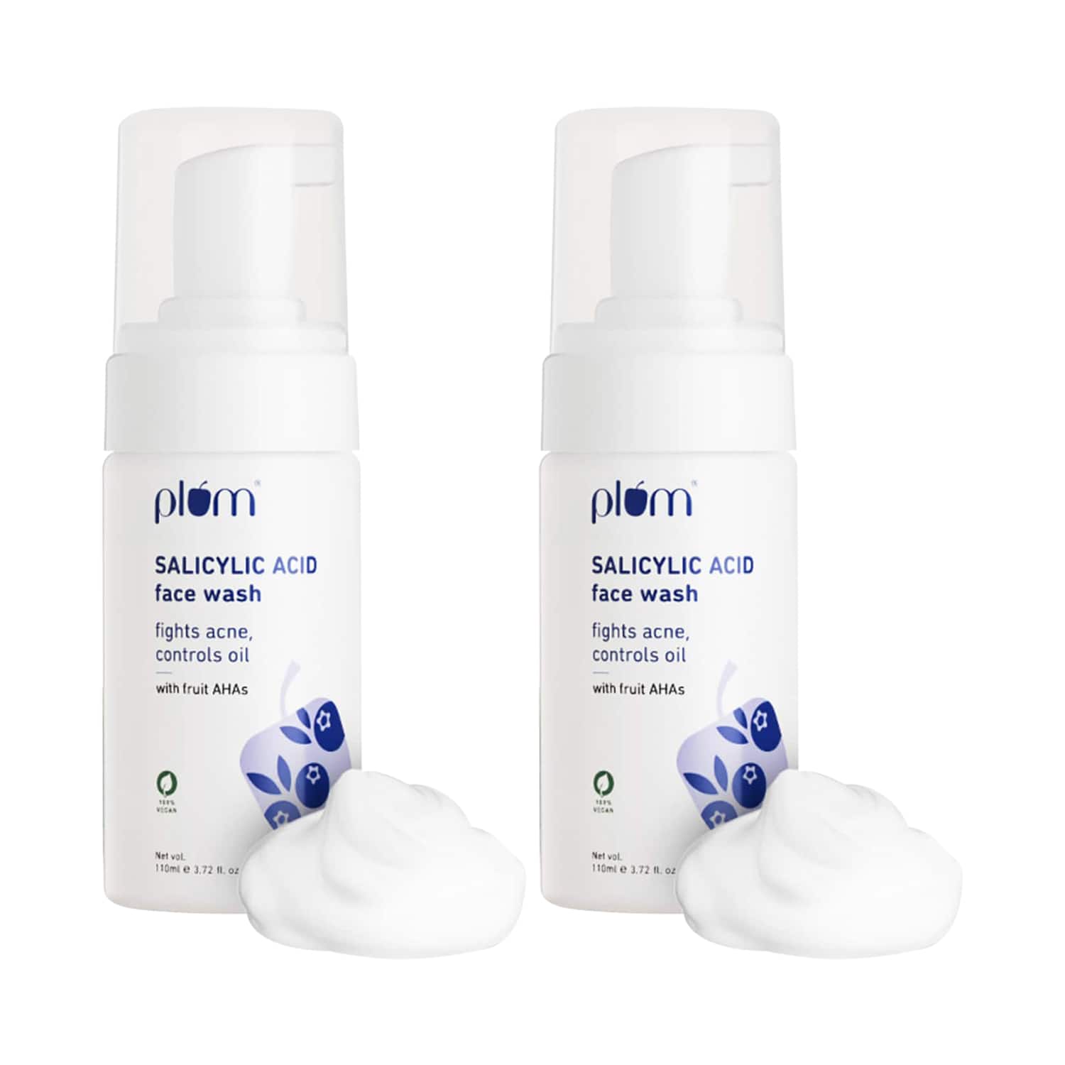 Plum | Plum 1% Salicylic Acid AHA Foaming Face Wash Combo (Pack of 2) (110 ml)