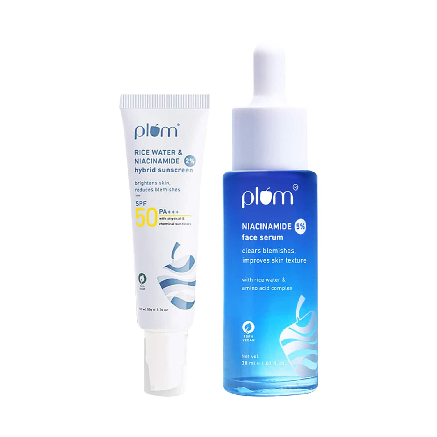 Plum | Plum Bright Boost Duo to Hydrate & Protect - Suits All Skin Types (Face Serum and spf 50 sunscreen)