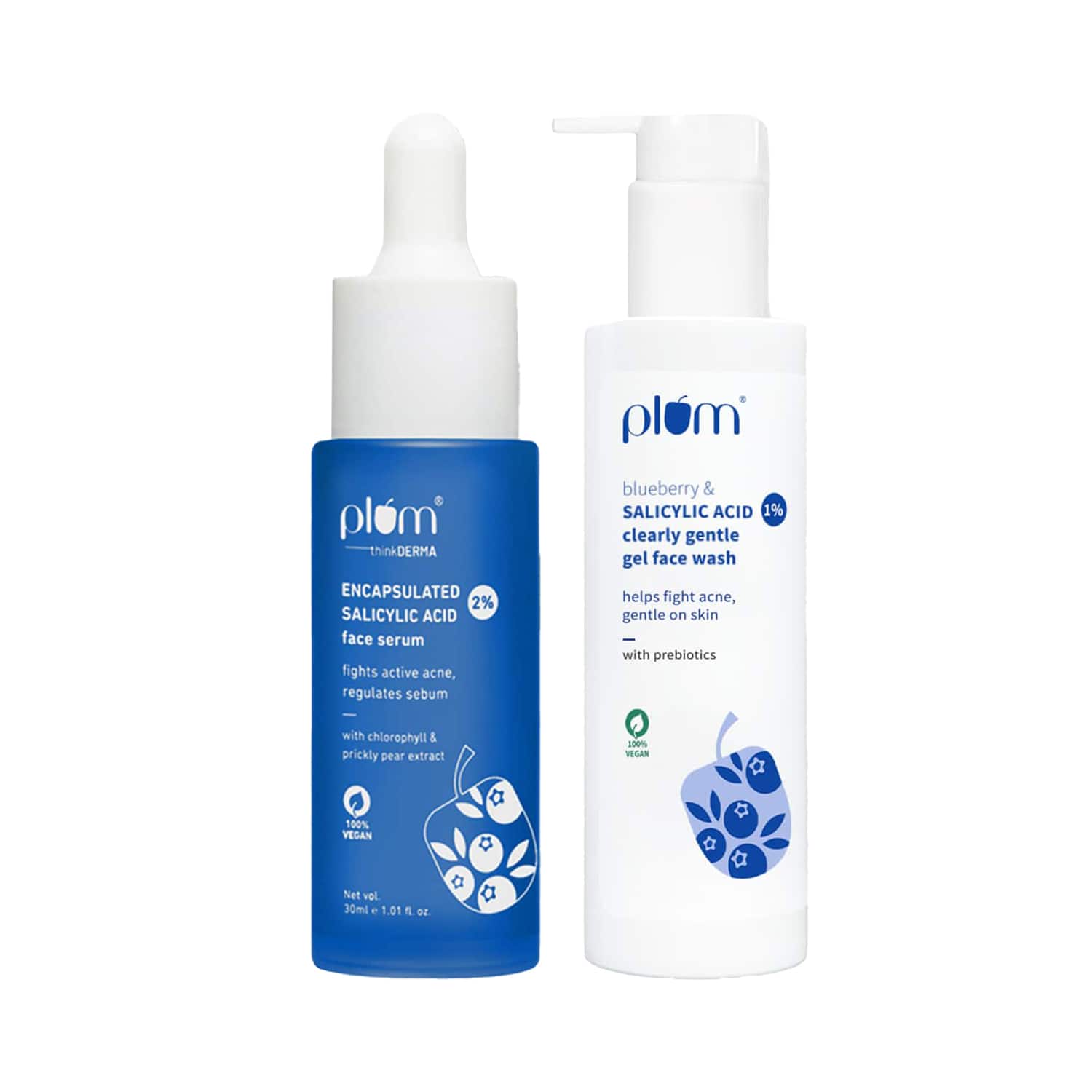 Plum | Plum Salicylic Facewash & Face Serum Duo for Acne Prone Skin - Fights Active Acne