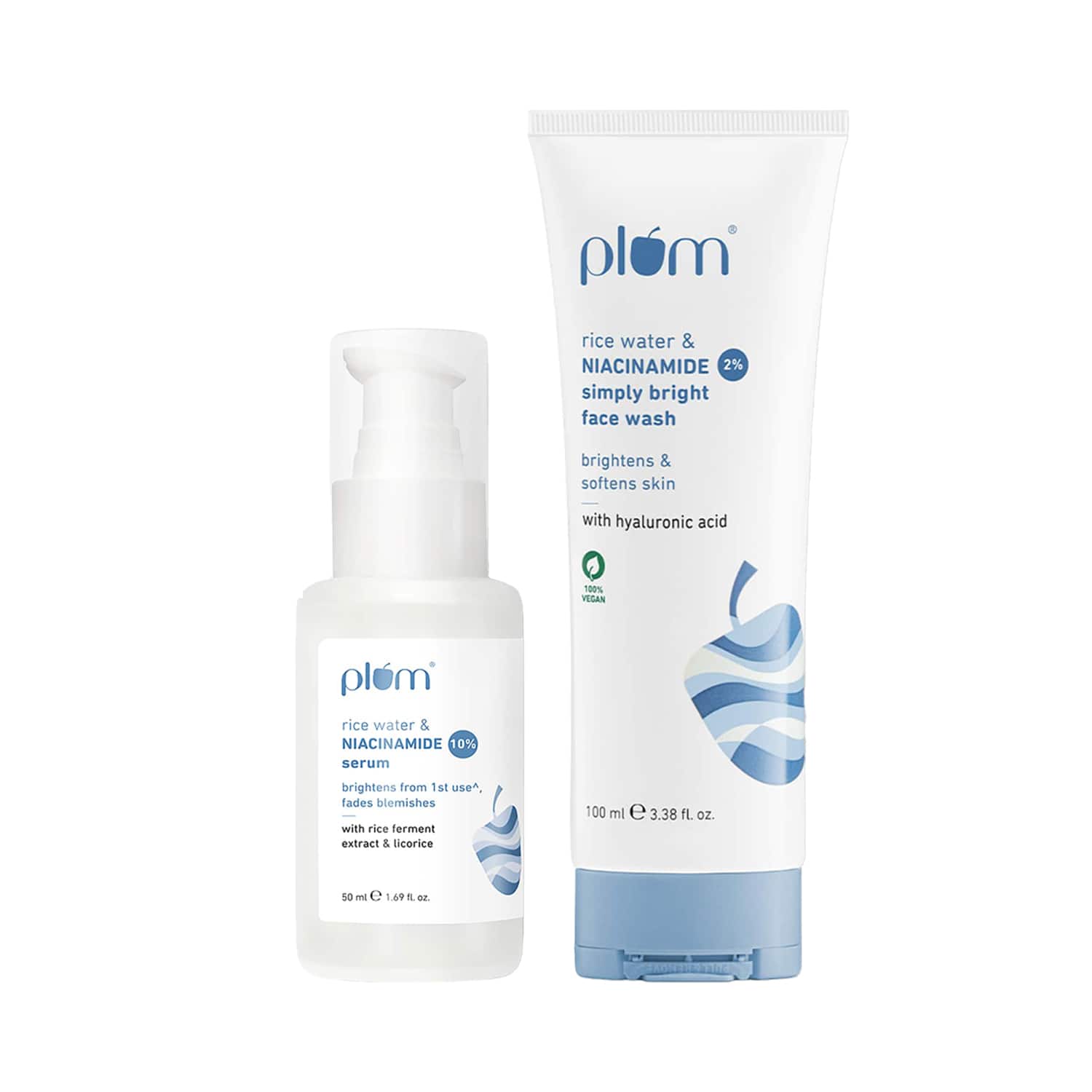Plum | Plum Niacinamide Facewash and Face Serum Combo for Brightening Skin Fades Blemishes & Hydrates