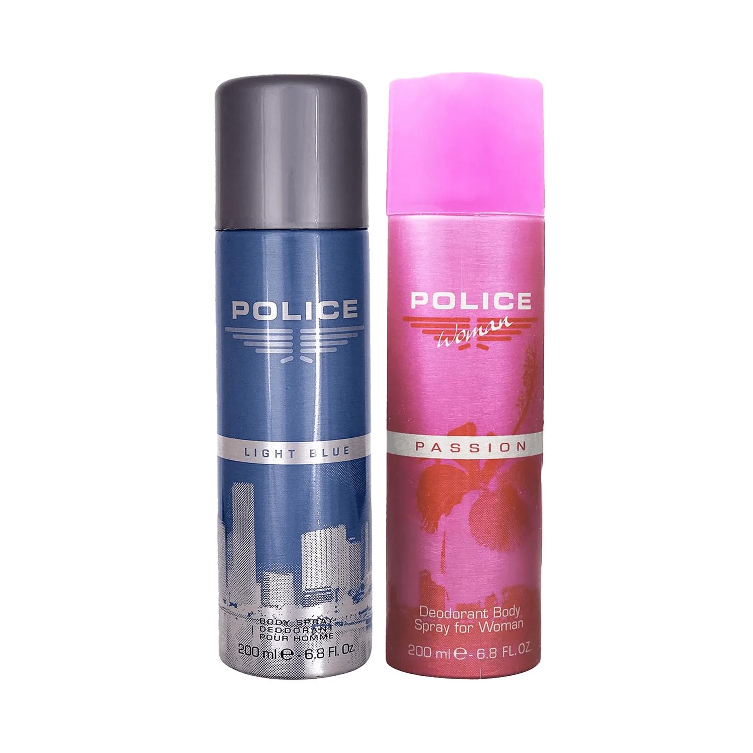 Police | Police Light Blue + Passion Femme Deodorant (Pack of 2)