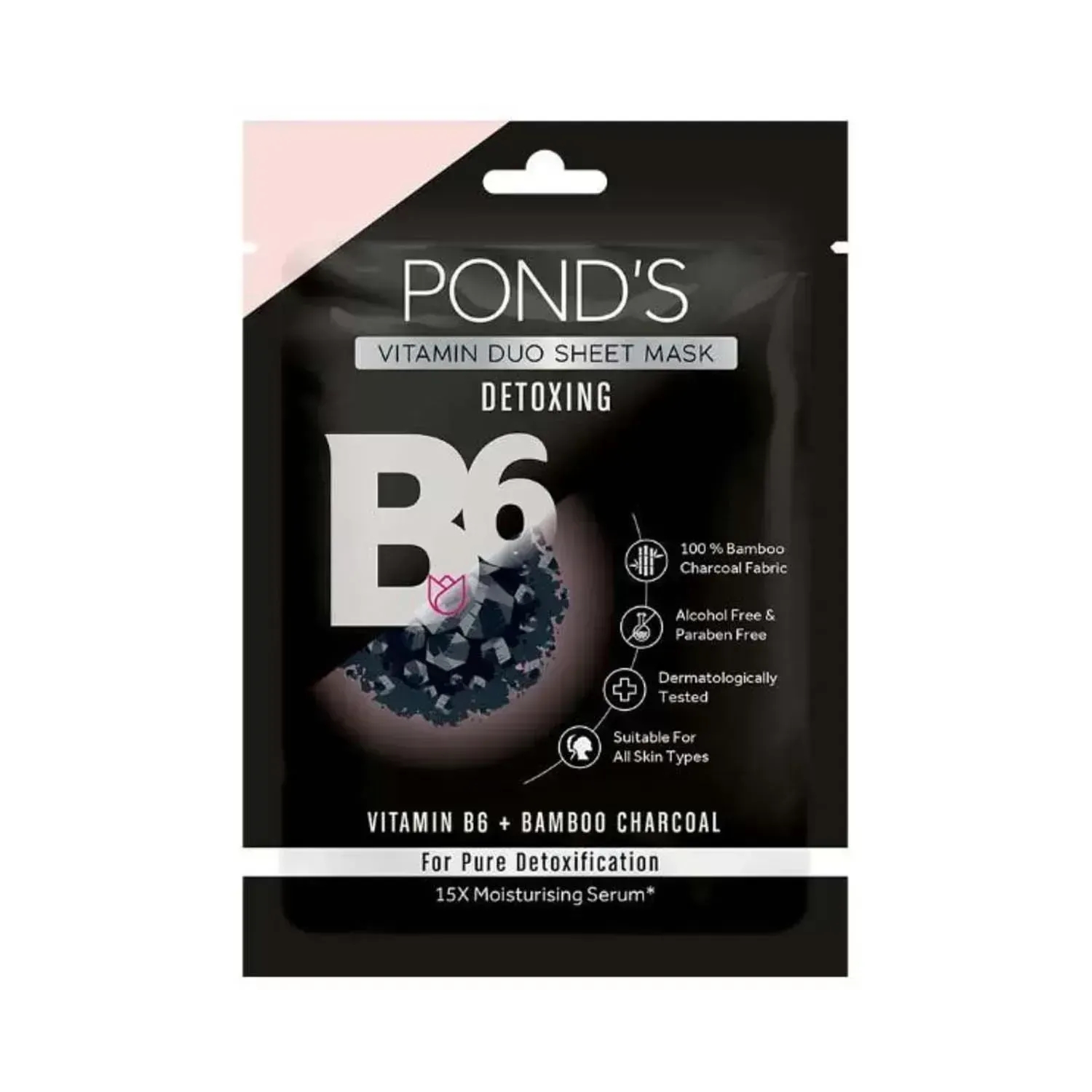 Pond's | Pond's Activated Charcoal Clear Detox Skin With Vitamin B6 Sheet Mask - (25ml)