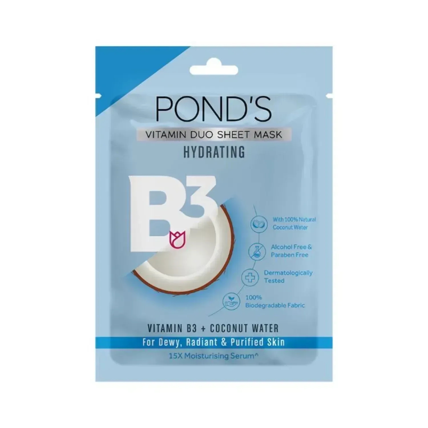 Pond's | Pond's Hydrating Dewy Radiant Skin With 100% Natural Coconut Water & Vitamin B3 Sheet Mask - (25ml)