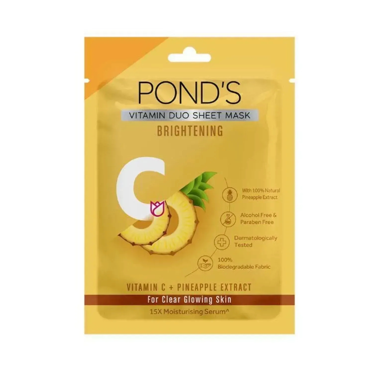 Pond's | Pond's Vitamin C Brightening Clear Glowing Skin 100% Natural Pineapple Sheet Mask - (25ml)