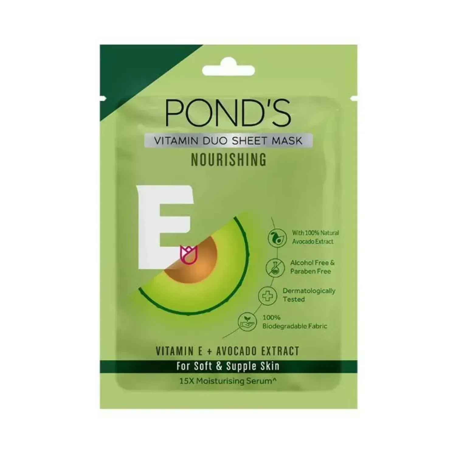 Pond's | Pond's Vitamin E Nourishing Soft & Supple Skin 100% Natural Avocado Sheet Mask - (25ml)