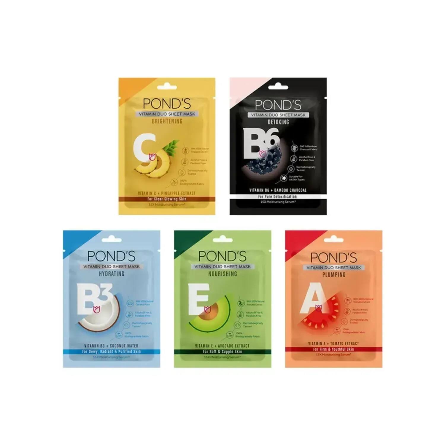 Pond's | Pond's Vitamin With 100% Natural Extracts Sheet Mask (5 Pcs)