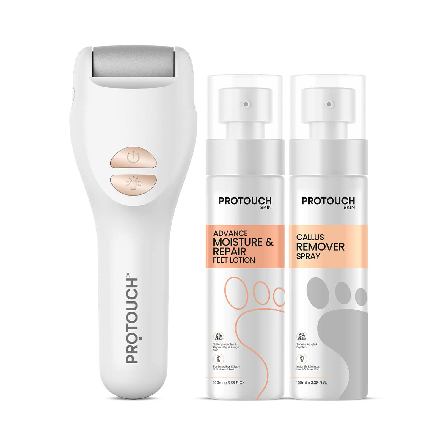 Protouch | Protouch Bliss Pedicure Combo - Callus Remover Device + Callus Remover Spray + Feet Lotion